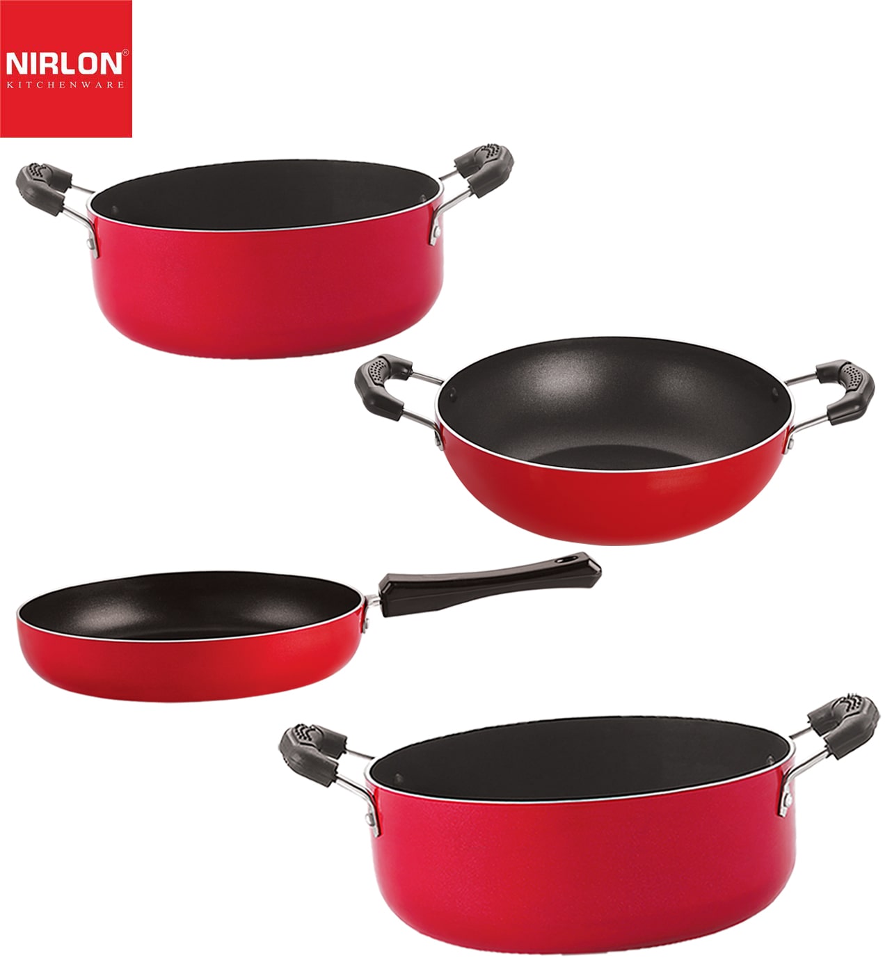 

NIRLON Non-Stick Chemical-free Aluminium Healthy Kitchenware Set of 4 pcs
