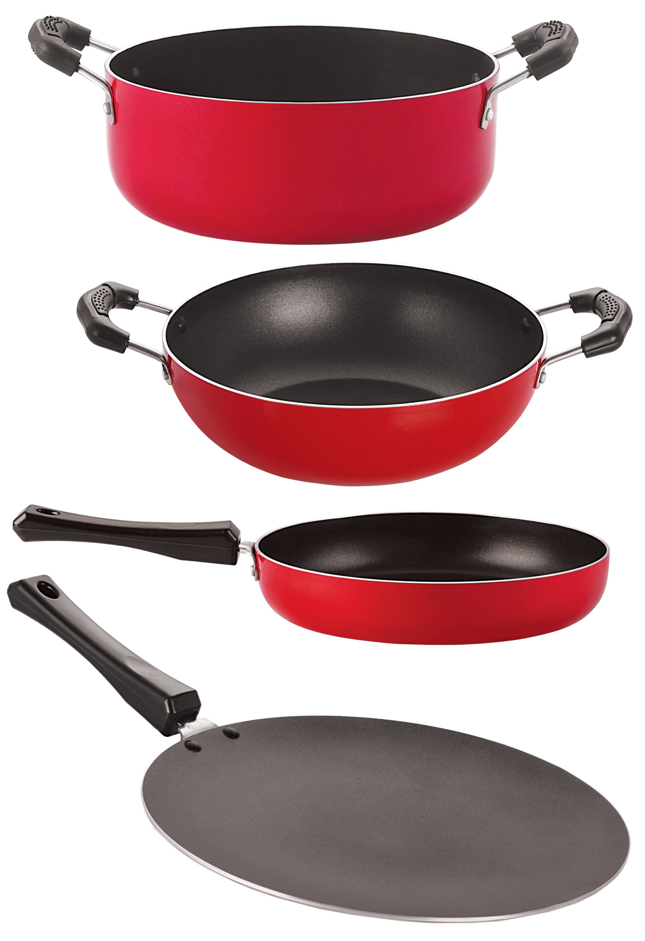 

Nirlon Non-Stick Aluminium Cookware Essential Combo Gift 4 pcs Set with Bakelite Handle