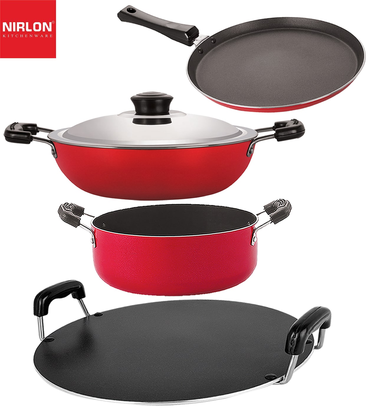 

Nirlon Non stick Coated Dishwasher Safe Aluminium Kitchen Utencils Gift Set of 4 pcs