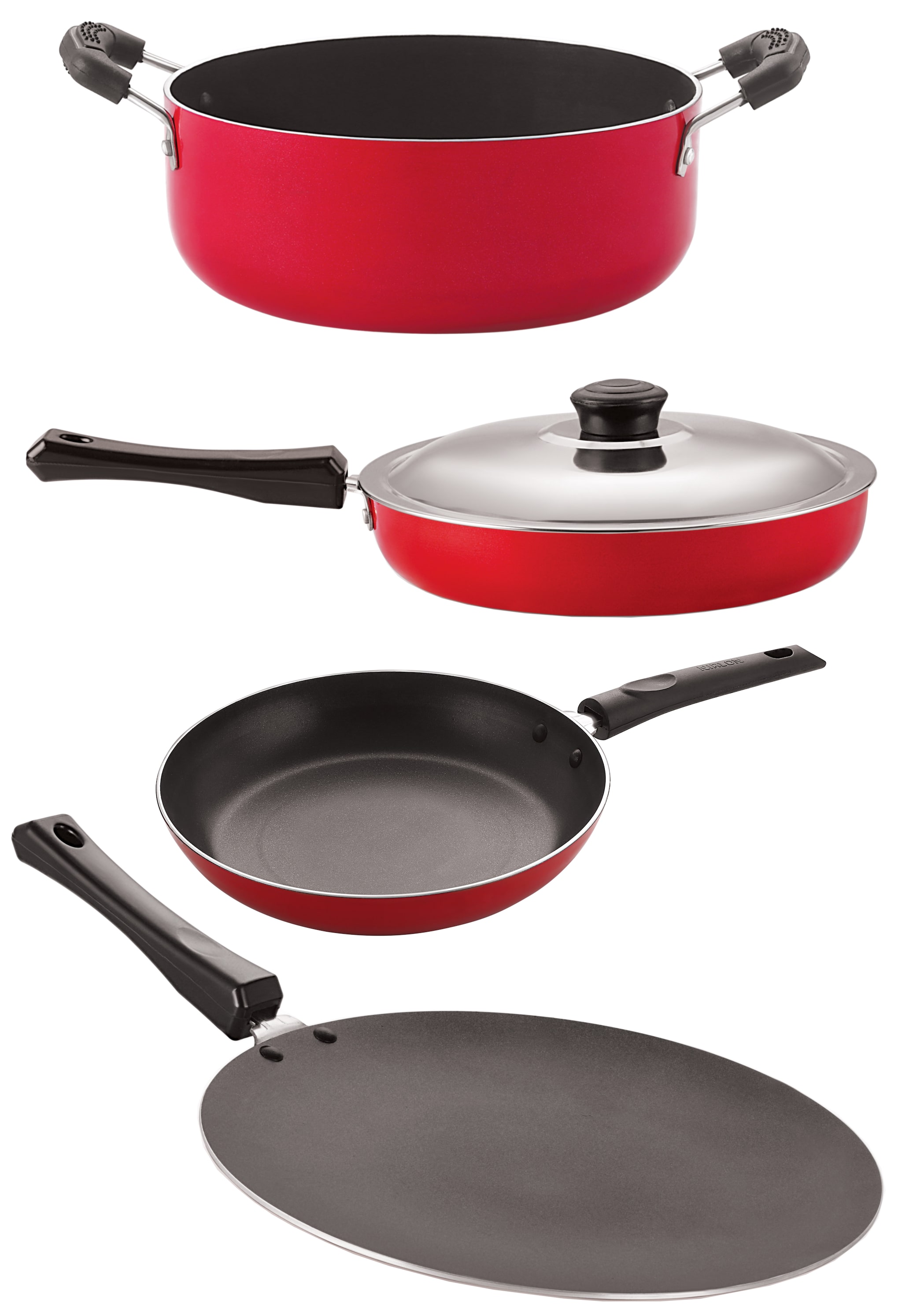 

Nirlon Non stick Aluminium Odor Free Chemical Free Kitchenware Combo Gift Set 4 pcs