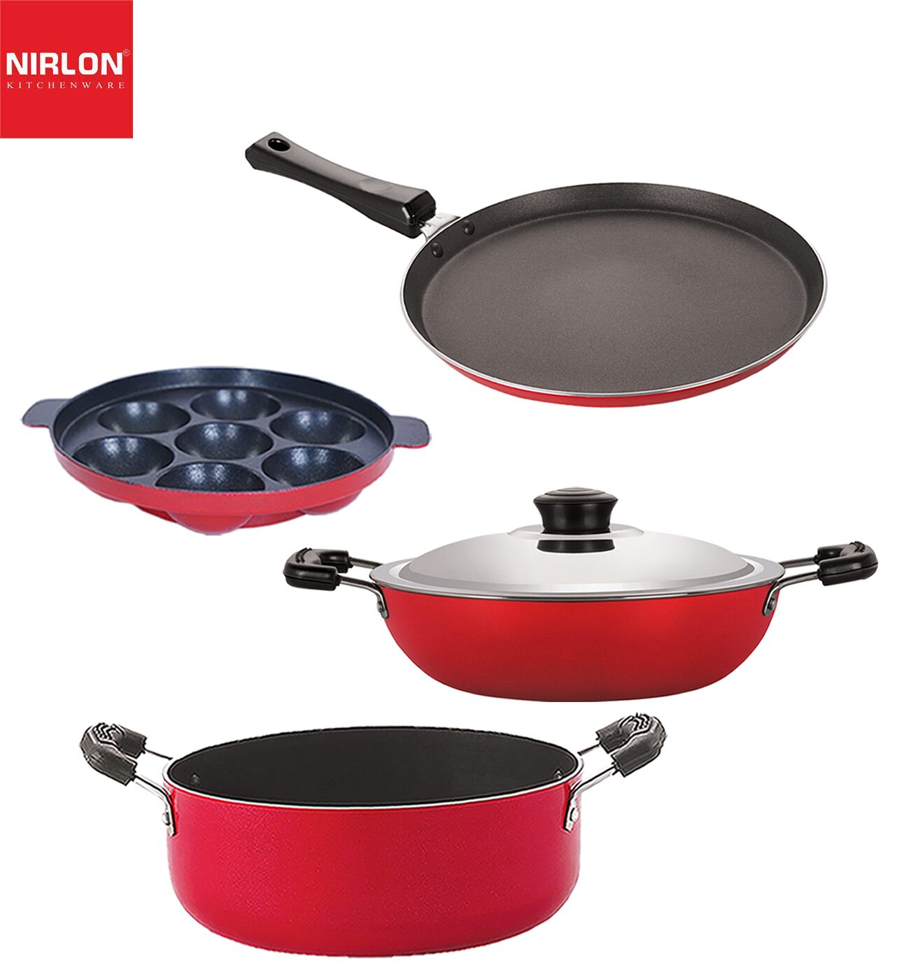 

Nirlon Non-Stick Cookware Kitchen Cooking Essential Combo Set of 4 pcs