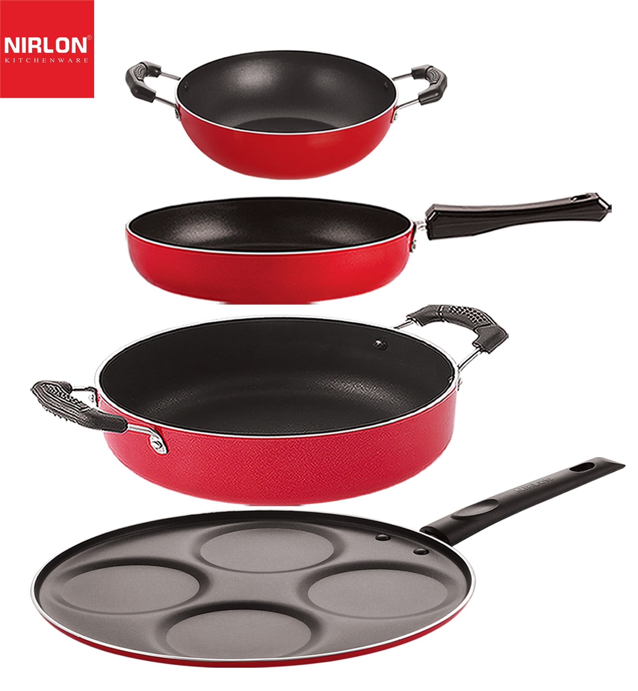 

Nirlon Non-Stick Coated Dishwasher Safe Aluminium Kitchen Utencils Combo Set of 4 pcs
