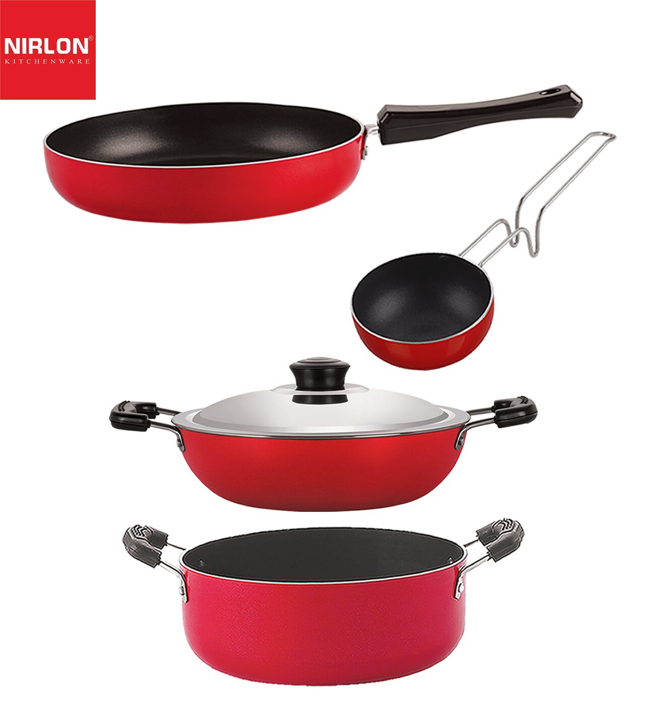 

Nirlon Non stick Cooking Pan and Pot Utensils Gift Kitchen Set of 4 pcs