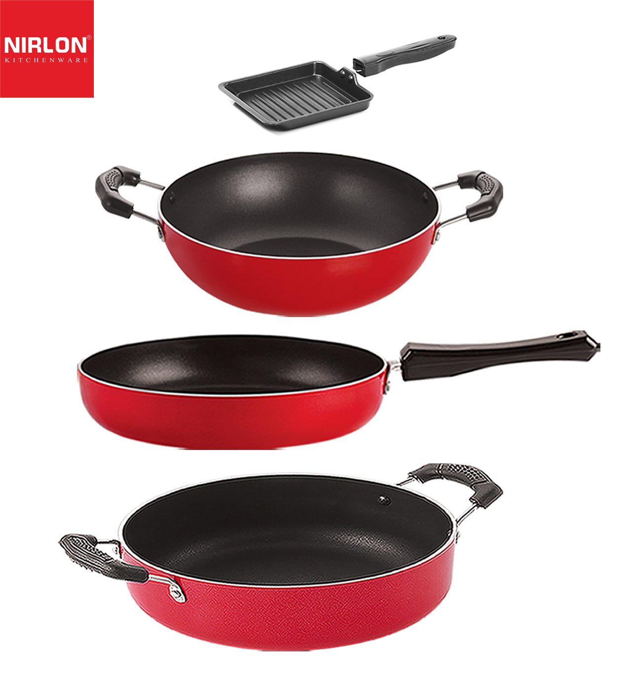 

Nirlon Non-Stick Aluminium Heat Resistance Cookware Set of 4 pcs with Bakelite Handle