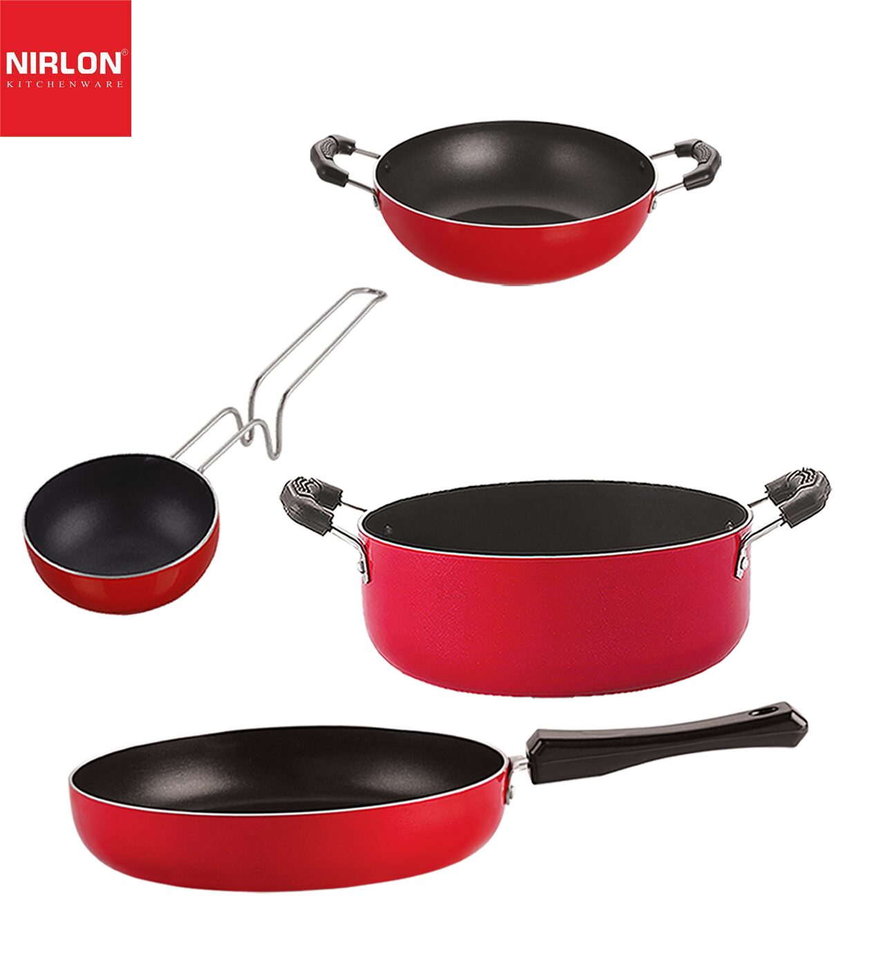 

Nirlon Non-Stick Aluminium Cookware Set of 4 pcs