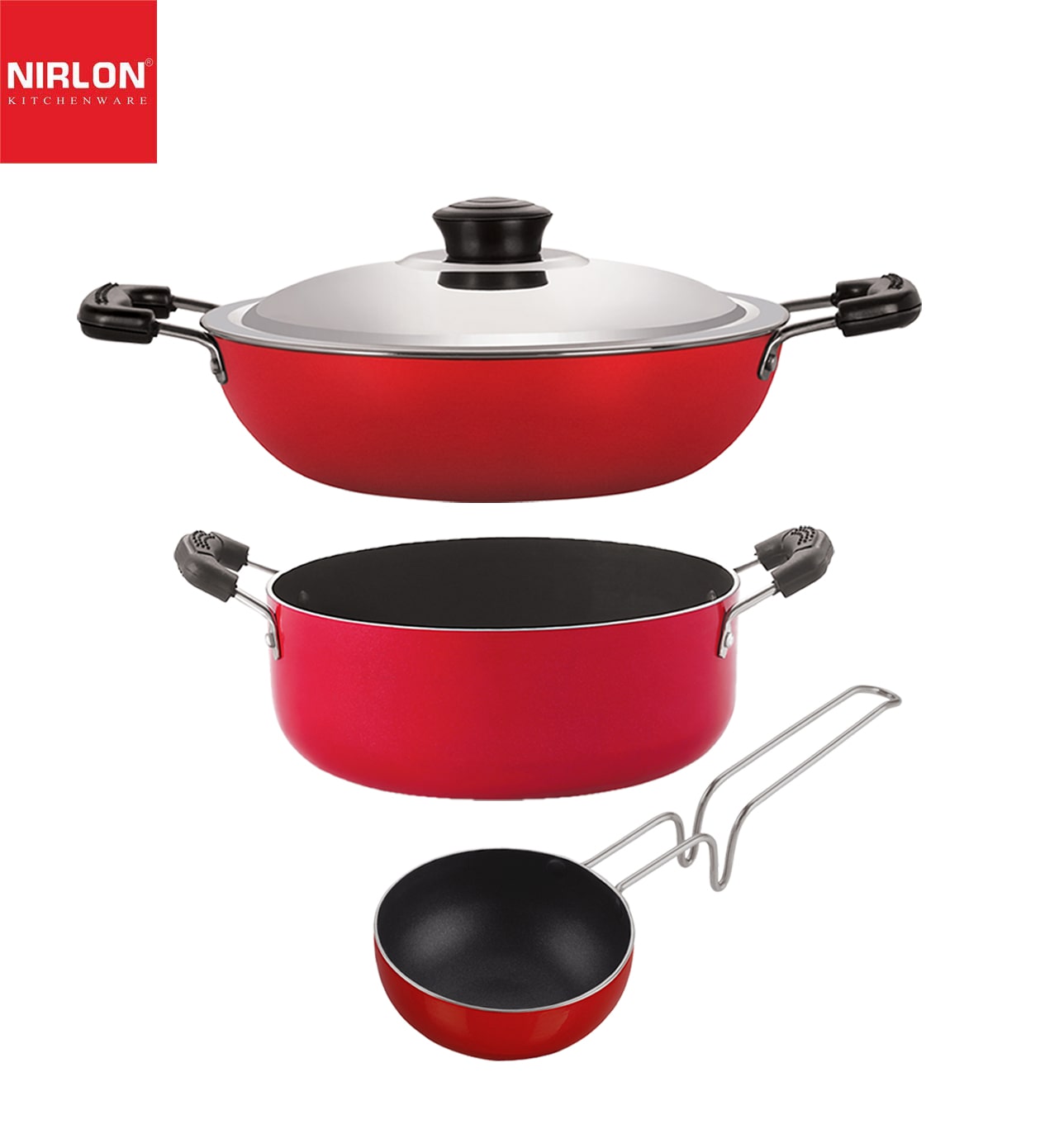 

Nirlon Non stick Aluminium Chemical Free Kitchen Item Set of 3 pcs