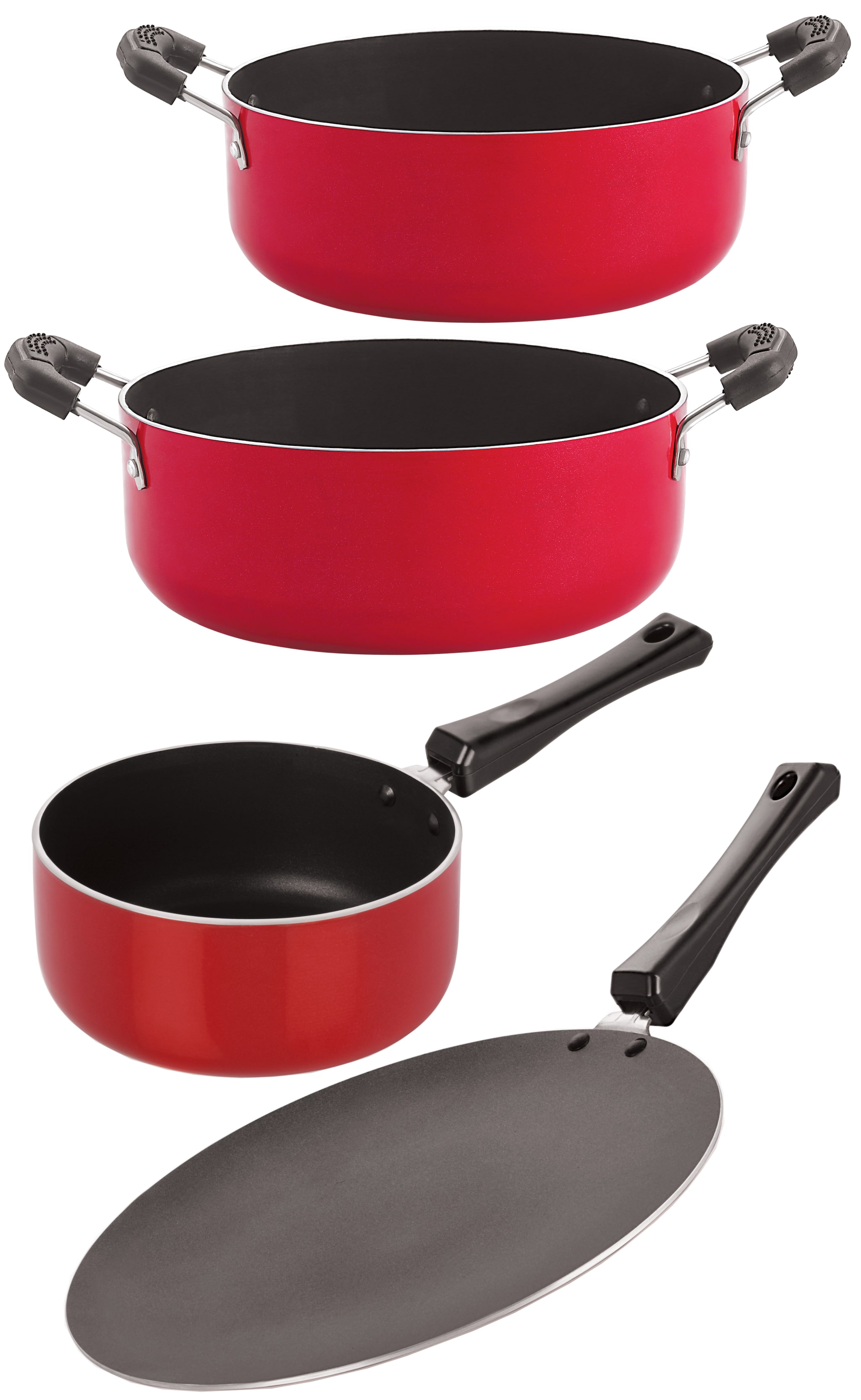 

Nirlon Non-Stick Aluminium Heat Resistance Cookware 4 pcs Set with Bakelite Handle