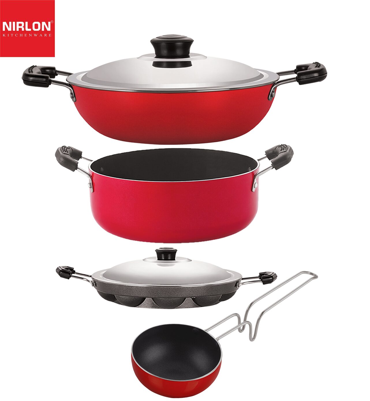 

Nirlon Non stick Coated Dishwasher Safe Aluminium Kitchen Utencils Gift Set of 4-Piece