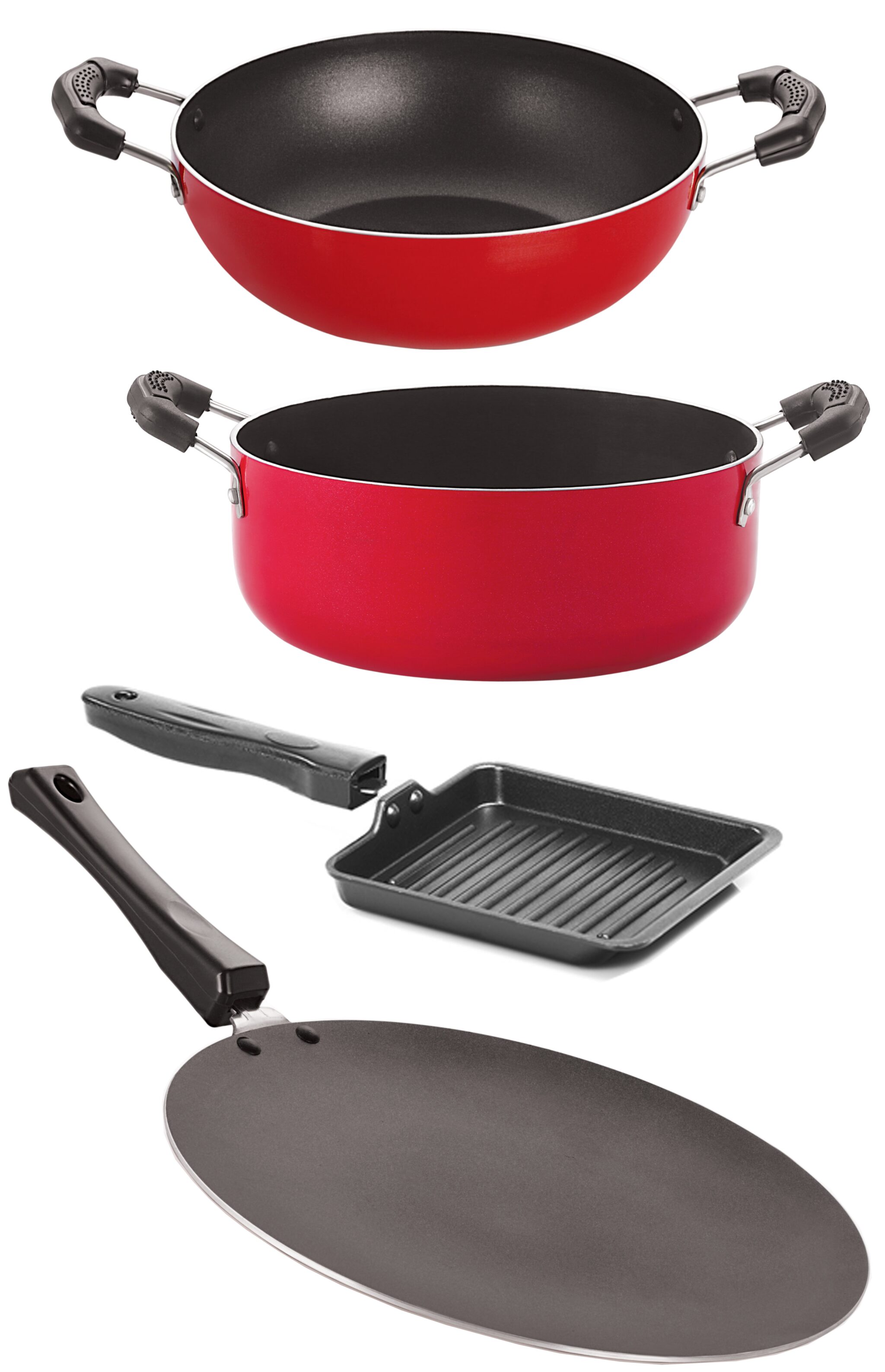 

Nirlon Non Stick Combo Aluminium Cookware Set CT12 KD12 SGP CS24