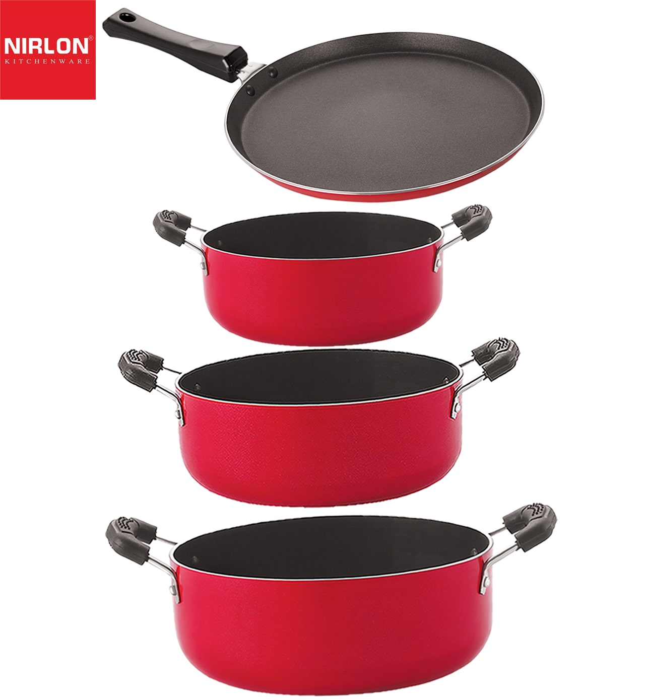 

Nirlon Non stick Cooking Pan and Pot Utensils Gift Kitchen Set of 4 pcs