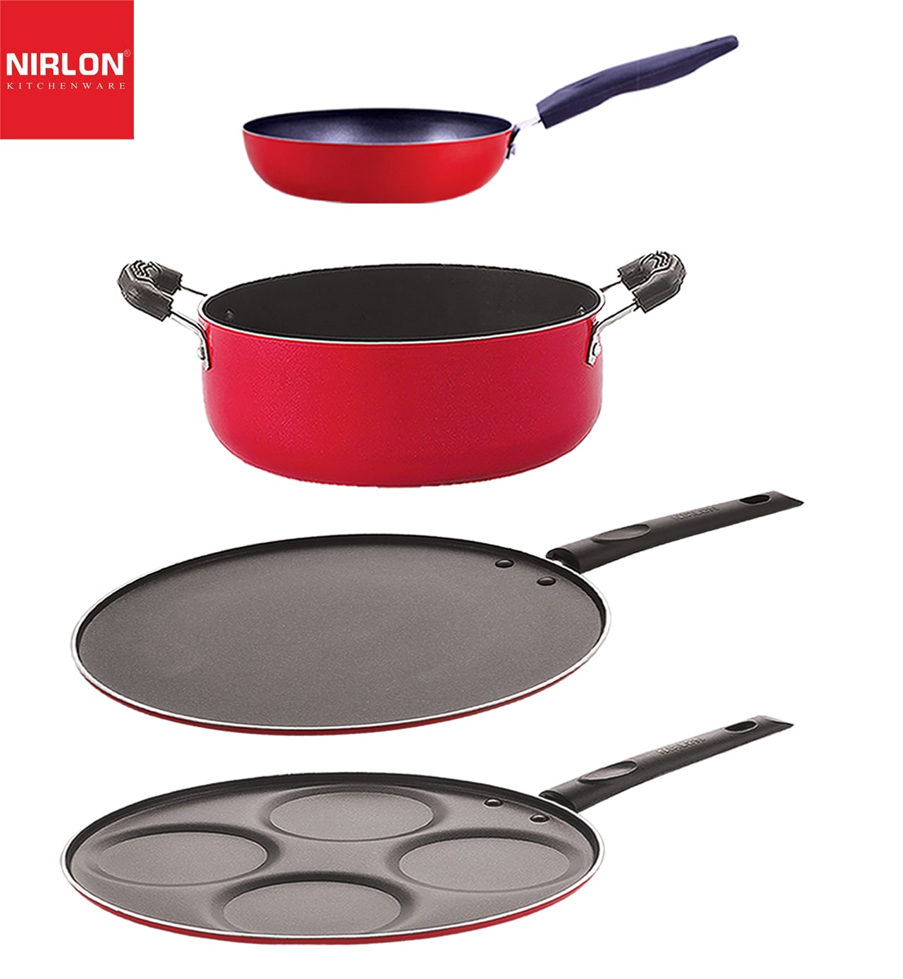 

Nirlon non stick cookware Set of 4 pcs combo for wedding gift