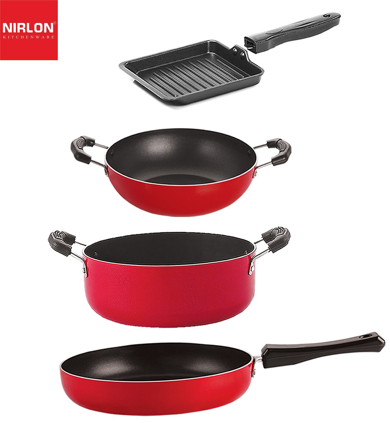 

Nirlon Non stick Aluminium Cookware Essential Gift Set of 4 pcs with Bakelite Handle