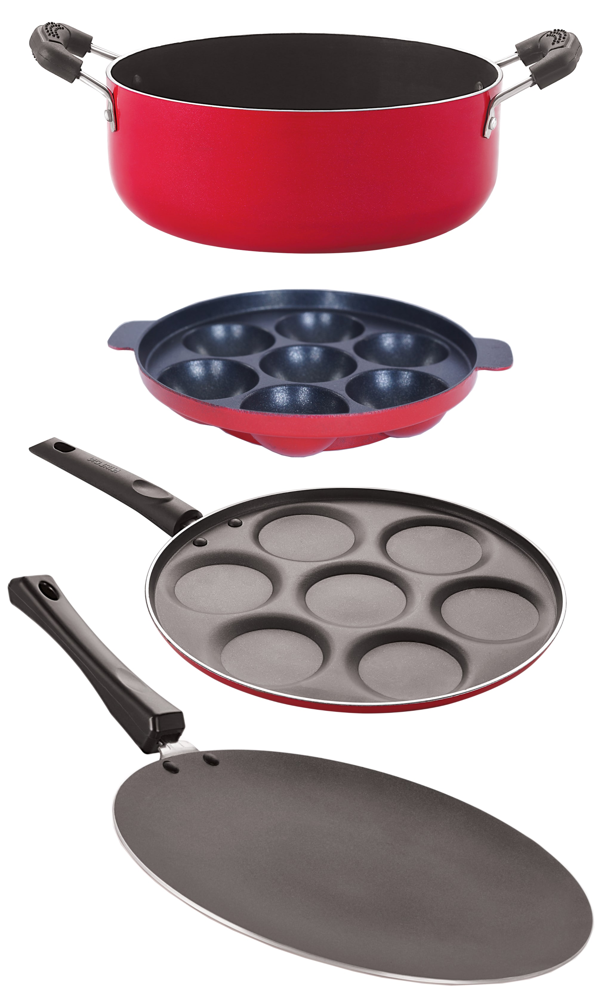 

Nirlon Non Stick Gift 4 pcs Set Aluminium Red Black