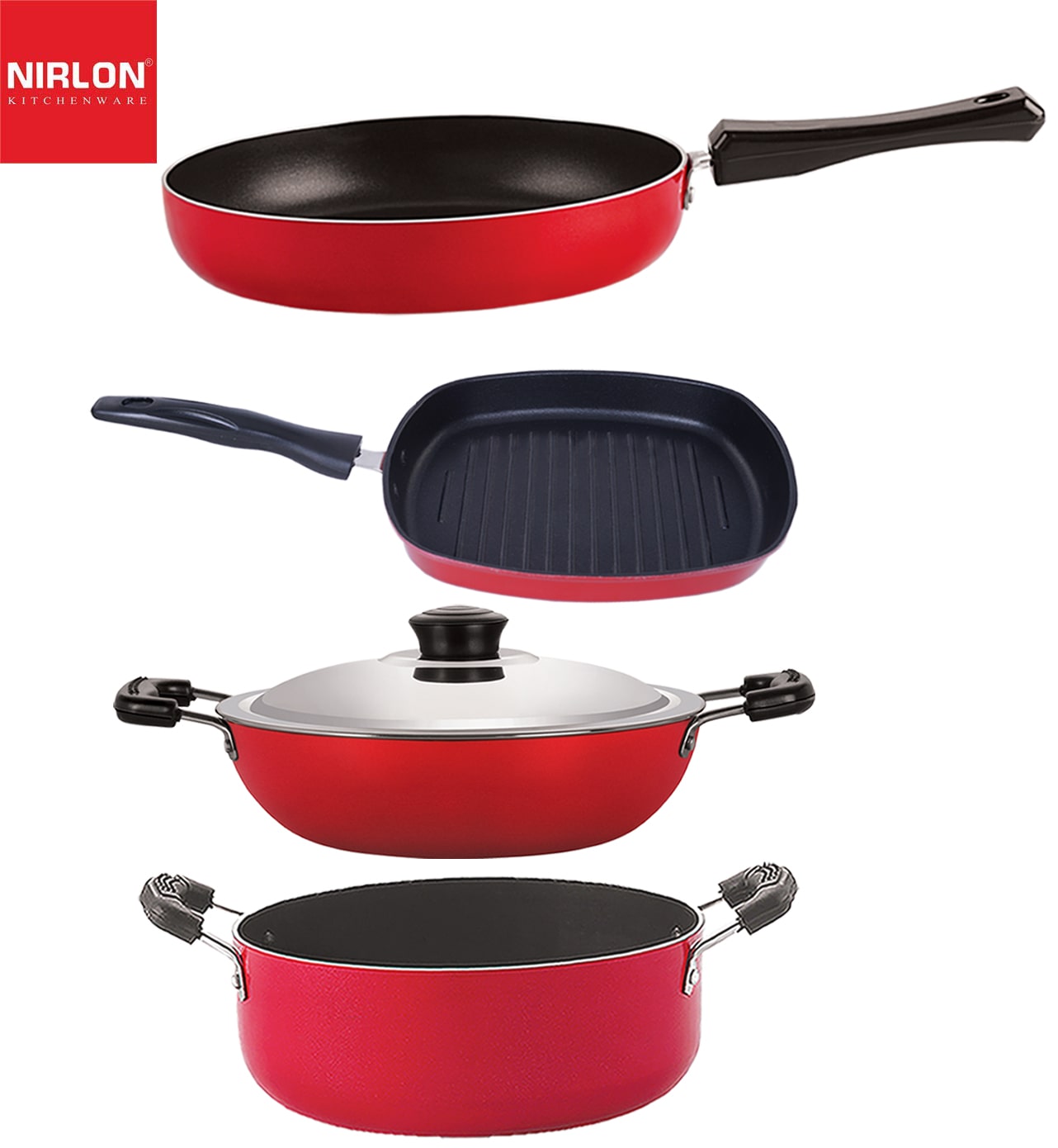 

Nirlon non stick aluminium kitchenware item cookware Set of 4 pcs