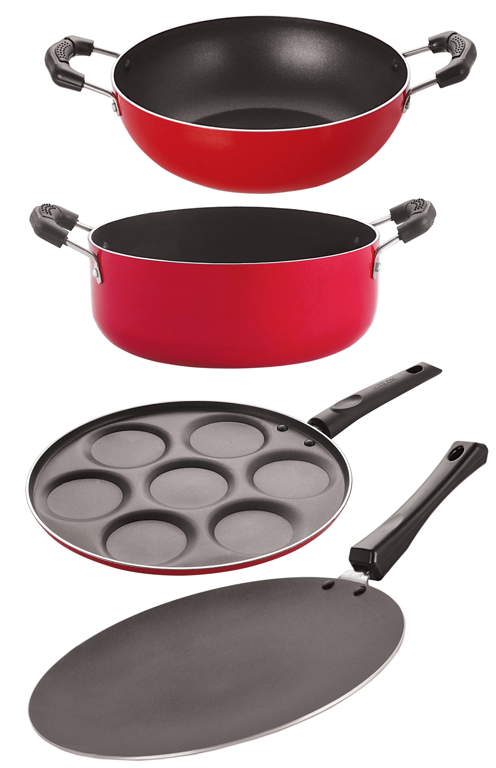 

Nirlon non stick cookware set combo with bakelight handle