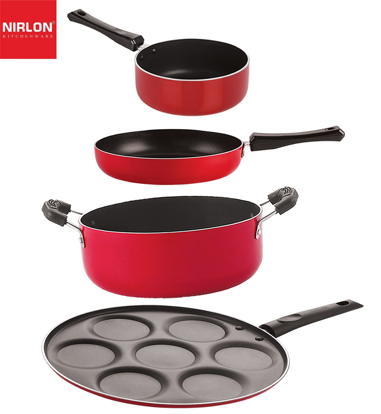 

Nirlon Non-Stick Coated Heat Resistance Pfoa Free Aluminium Kitchenware Combo Set of 4 pcs