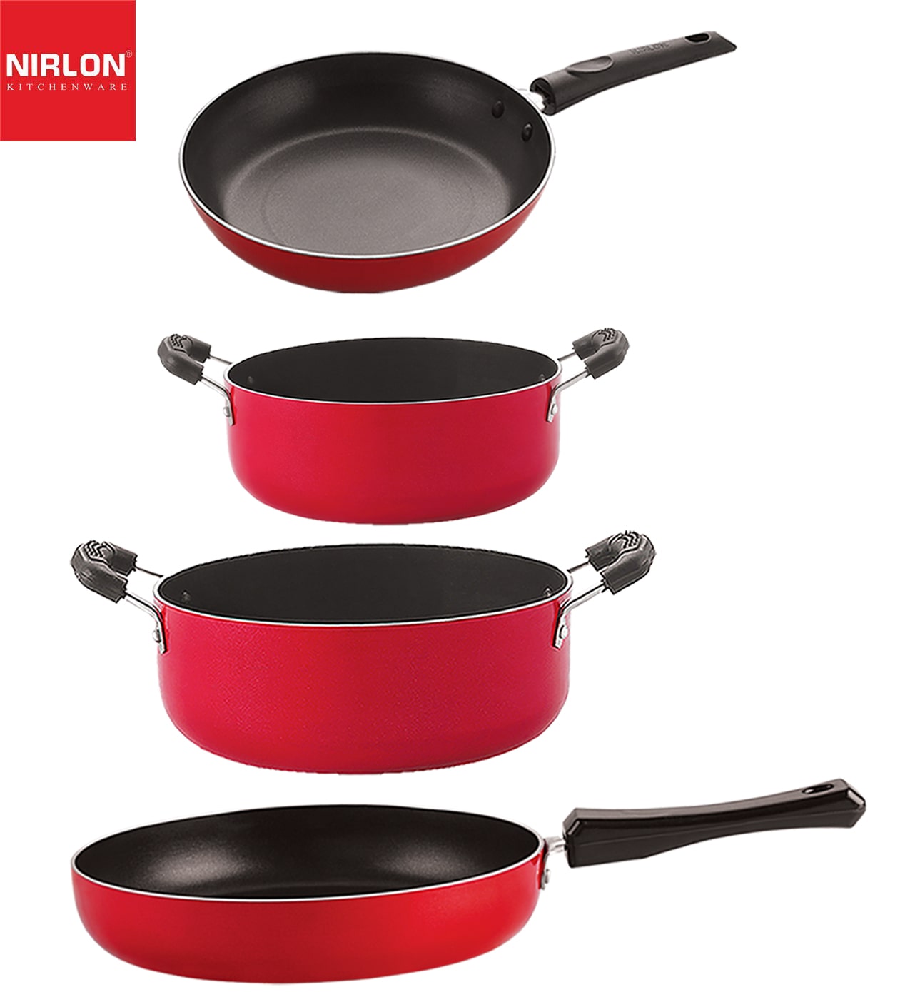 

Nirlon Non stick Cookware Pots Pan Gift Set of 4 pcs with Bakelite Handle