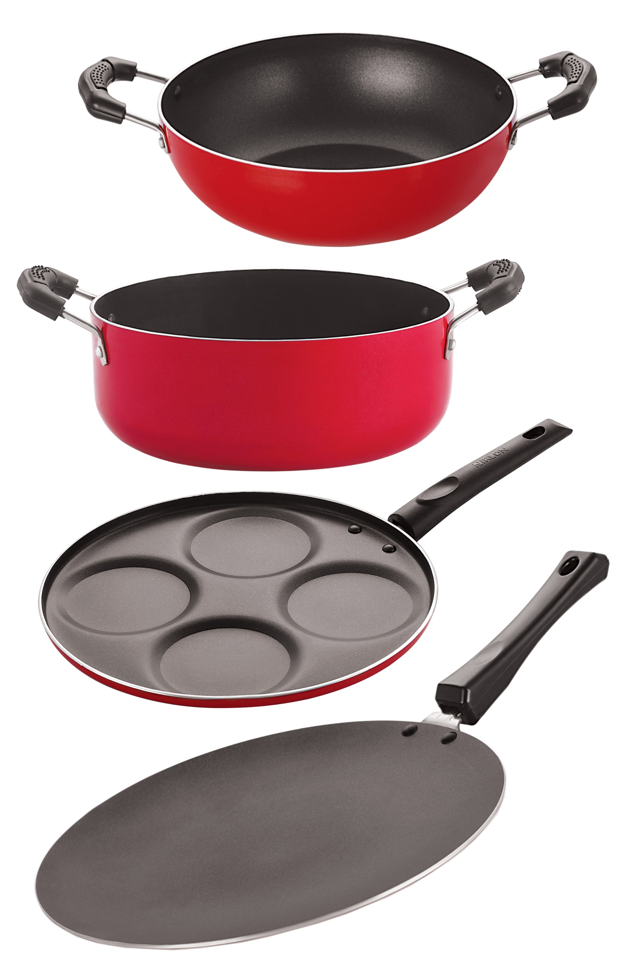 

Nirlon Non stick Coated Heat Resistance Pfoa Free Aluminium Kitchenware Gift Set CT12 KD10 UP4 CS24