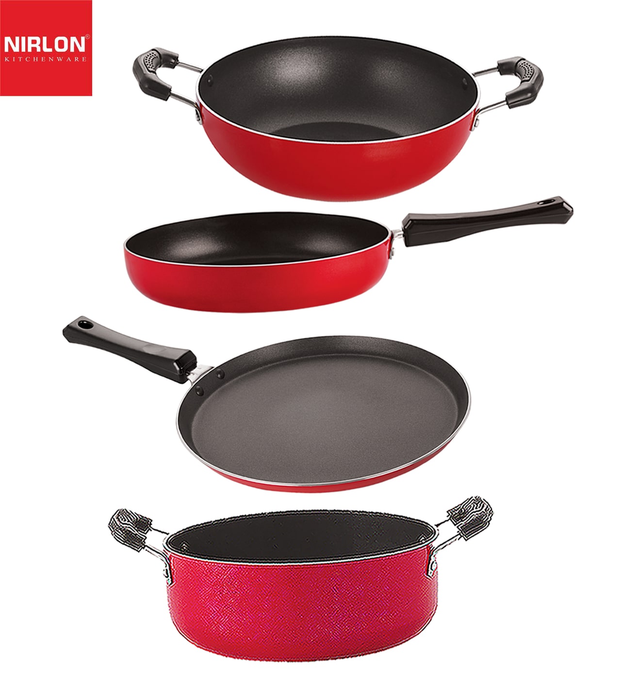 

Nirlon Non stick Aluminium Cooking Pan and Pot Utensils Combo Kitchen Set of 4 pcs