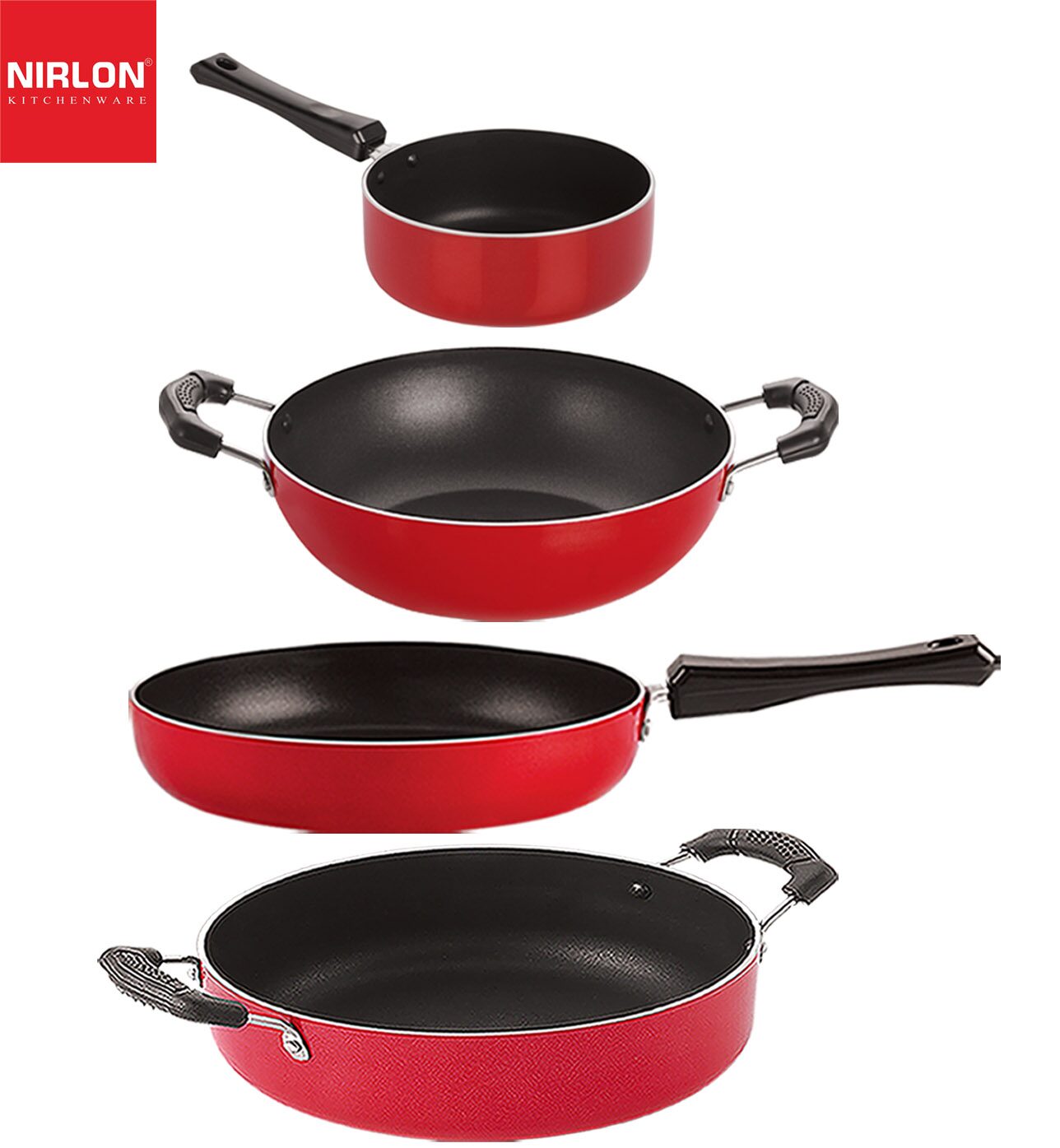 

Nirlon Non-Stick Aluminium Cookware Set of 4 pcs