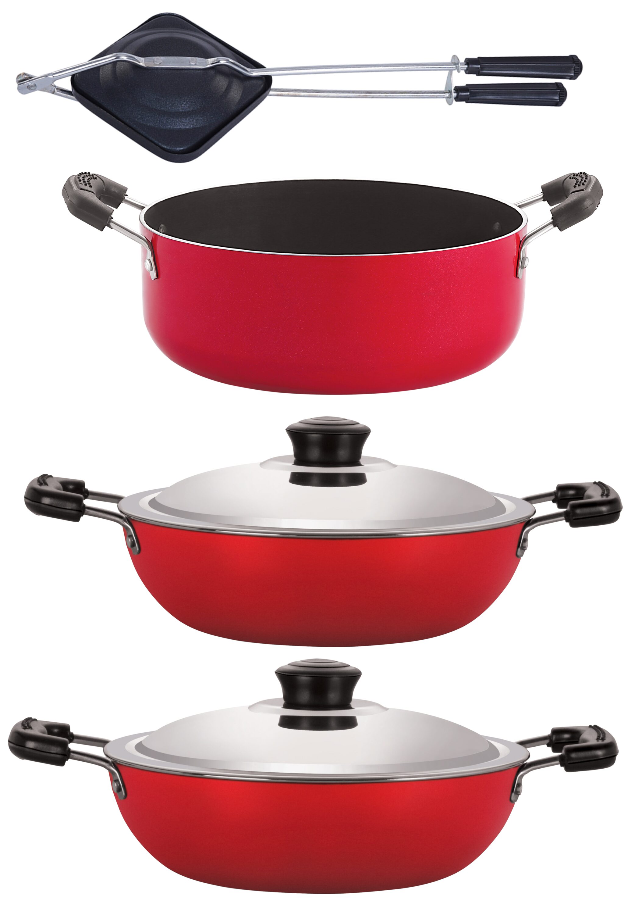 

Nirlon Non stick Aluminium Cookware Essential Gift Set of 4Pcs with Bakelite Handle