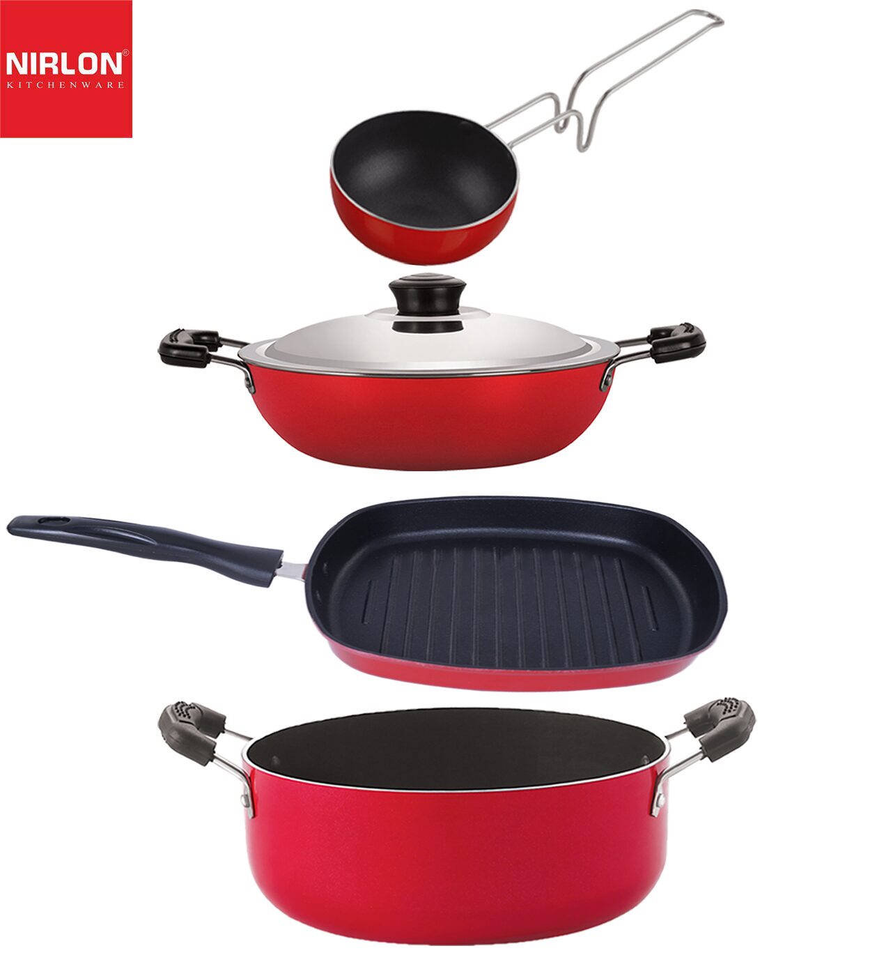 

Nirlon Non Stick Combo Aluminium Cookware Set of 4 pcs