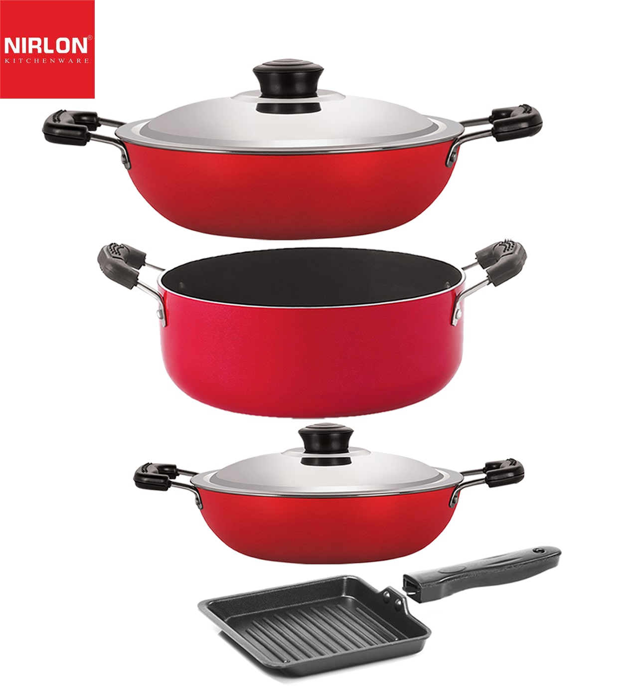 

Nirlon Non stick Aluminium Cookware Essential Gift Set of 4 pcs with Bakelite Handle