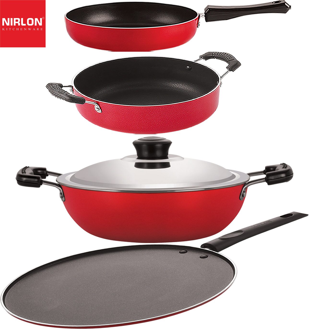 

Nirlon non stick aluminium kitchenware item cookware Set of 4 pcs