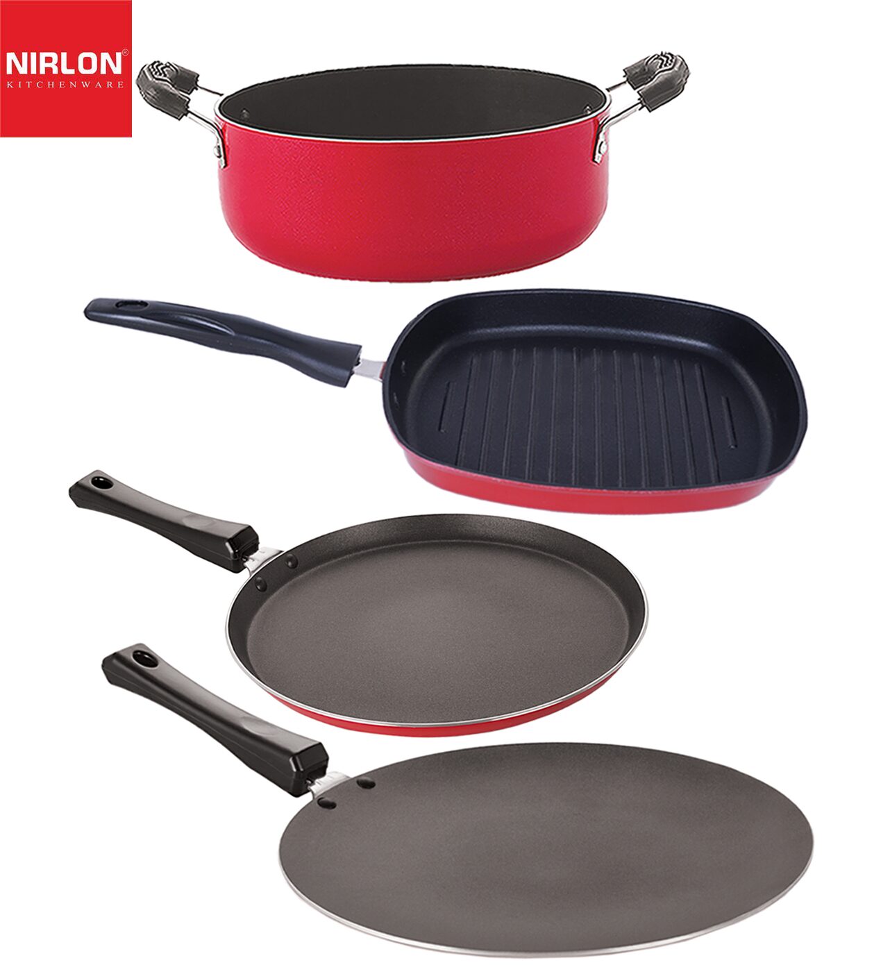 

Nirlon Non-Stick Coated Dishwasher Safe Aluminium Kitchen Utencils Set of 4 pcs