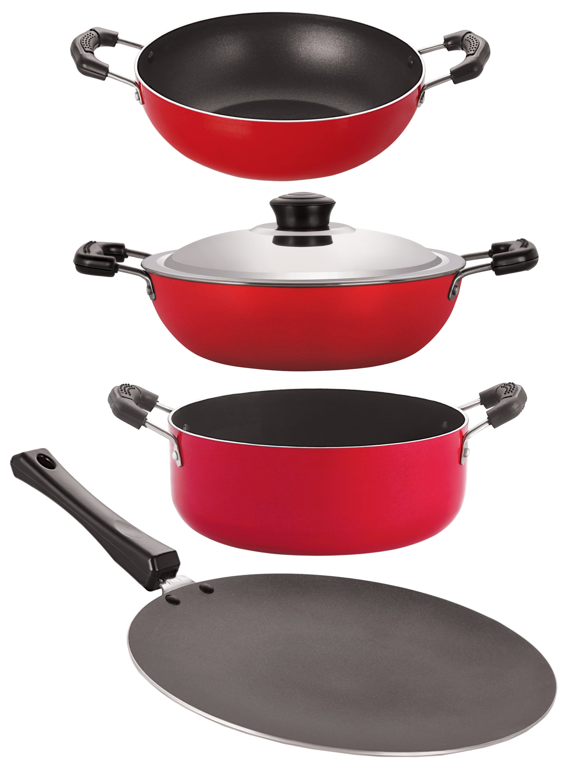 

Nirlon Non-Stick Premium Quality Aluminium Kitchenware Set Red