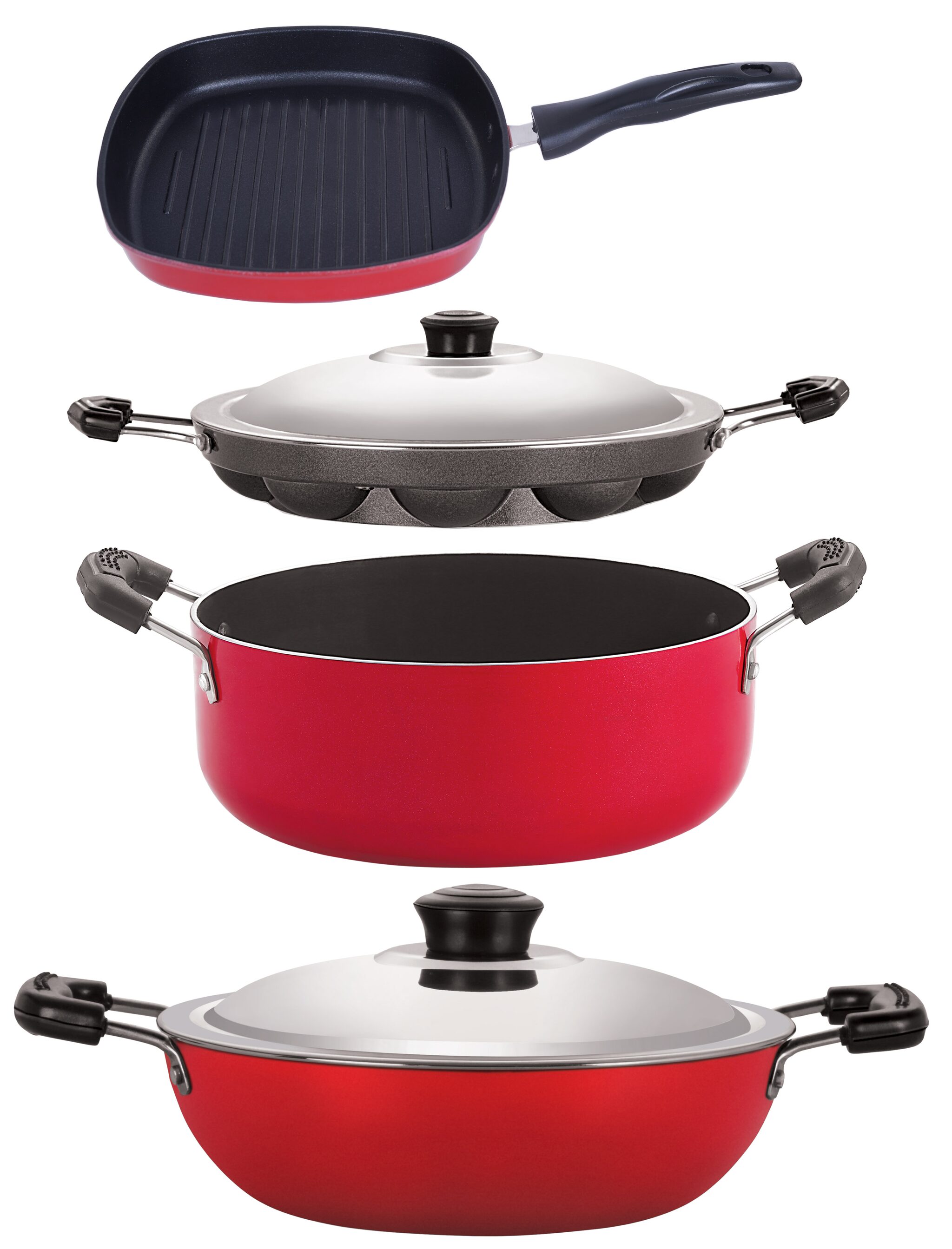 

Nirlon Non-Stick Coated Aluminium Pfoa Free Kitchenware Essential Combo Set 4 pcs
