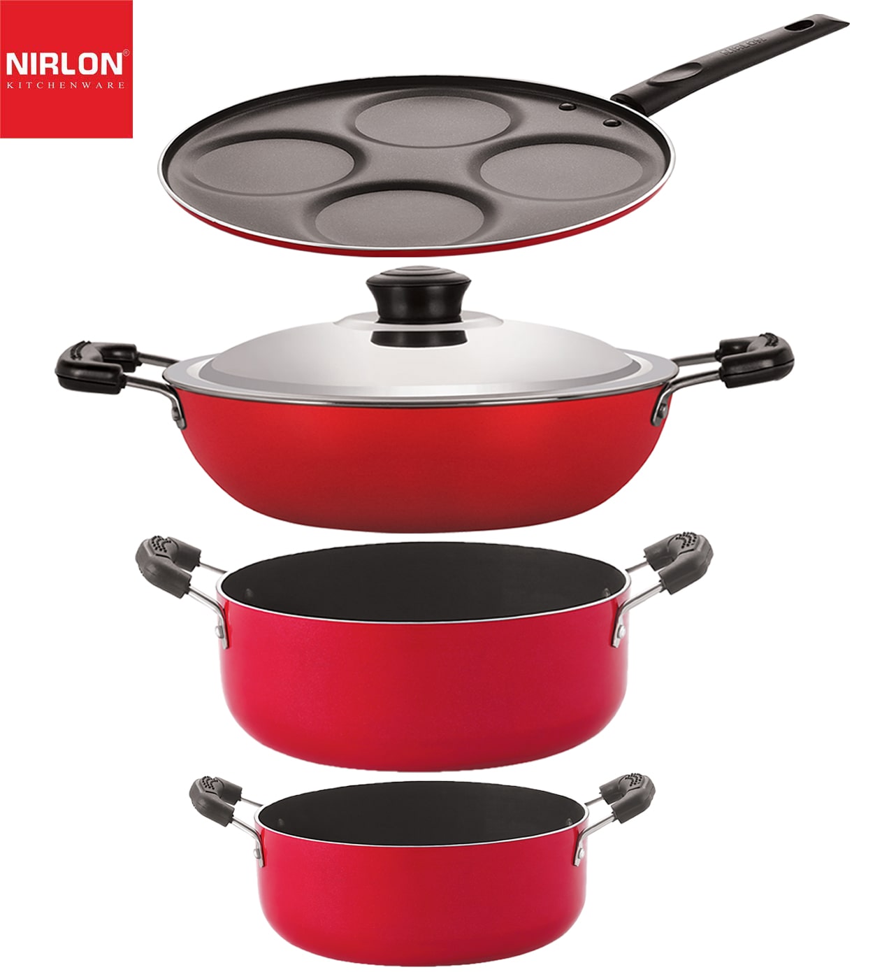 

Nirlon Non stick Premium Quality Aluminium Kitchenware Set of 4 pcs with Extreme Durability