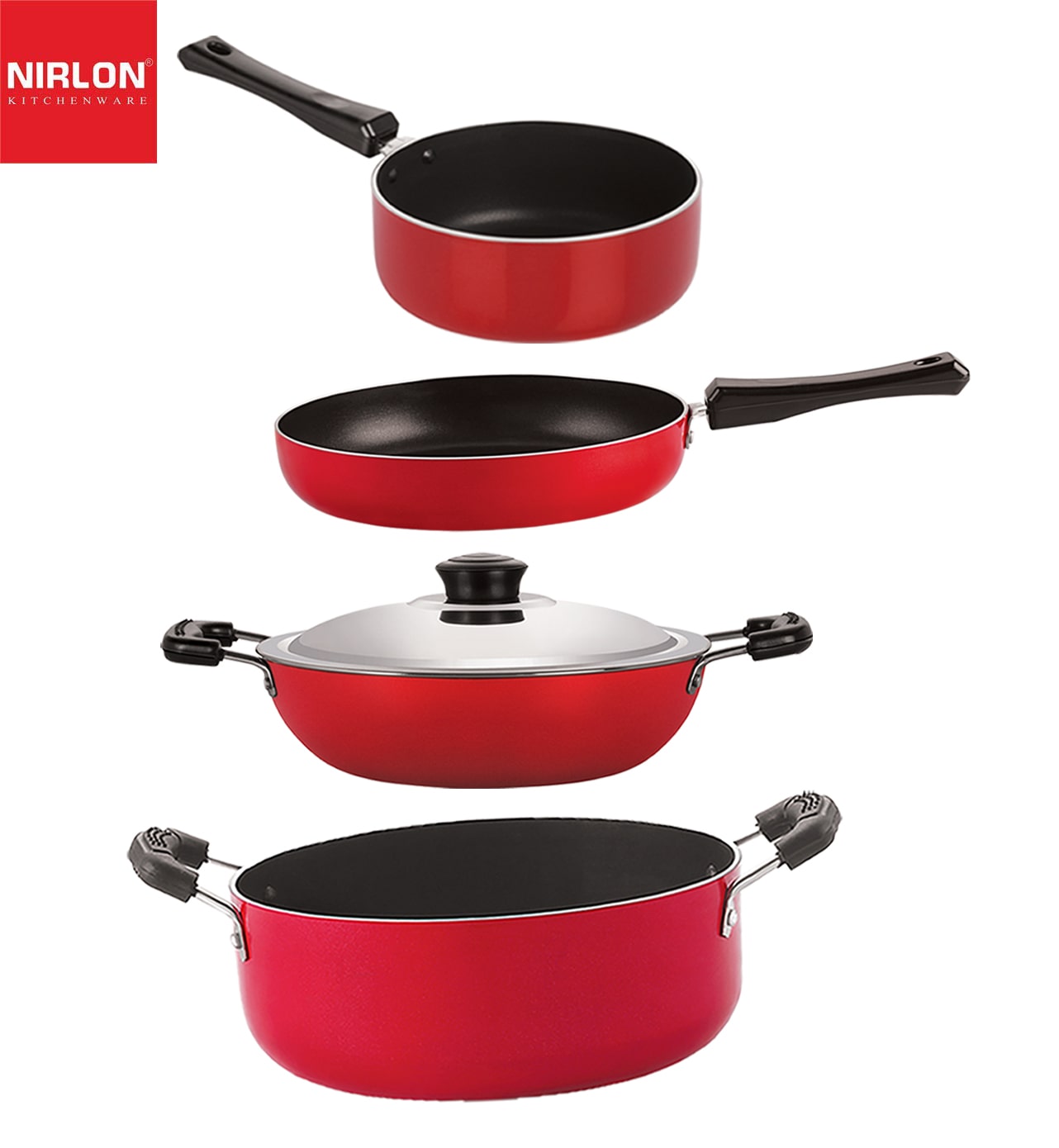 

Nirlon Non stick Bpa Free Aluminium Kitchen Cooking Essential Set of 4 pcs