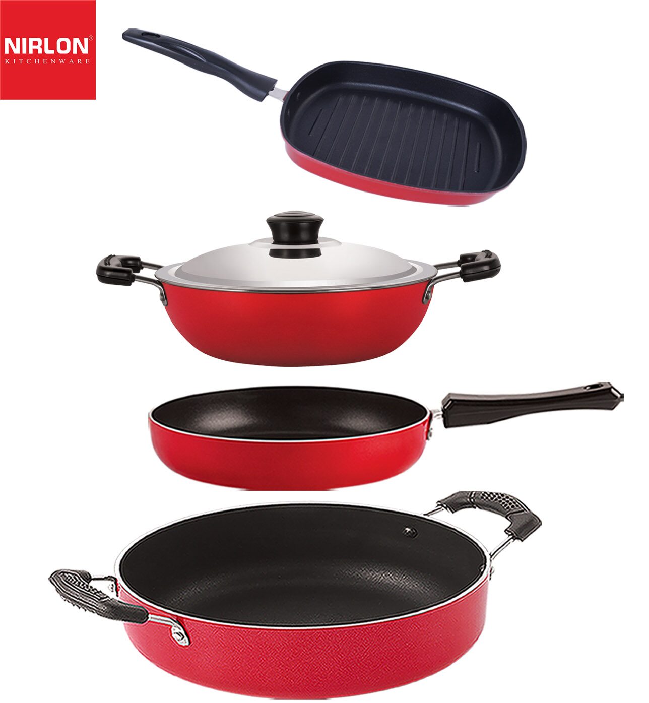

Nirlon Non-Stick Coated Dishwasher Safe Aluminium Kitchen Utencils Combo Set of 4 pcs
