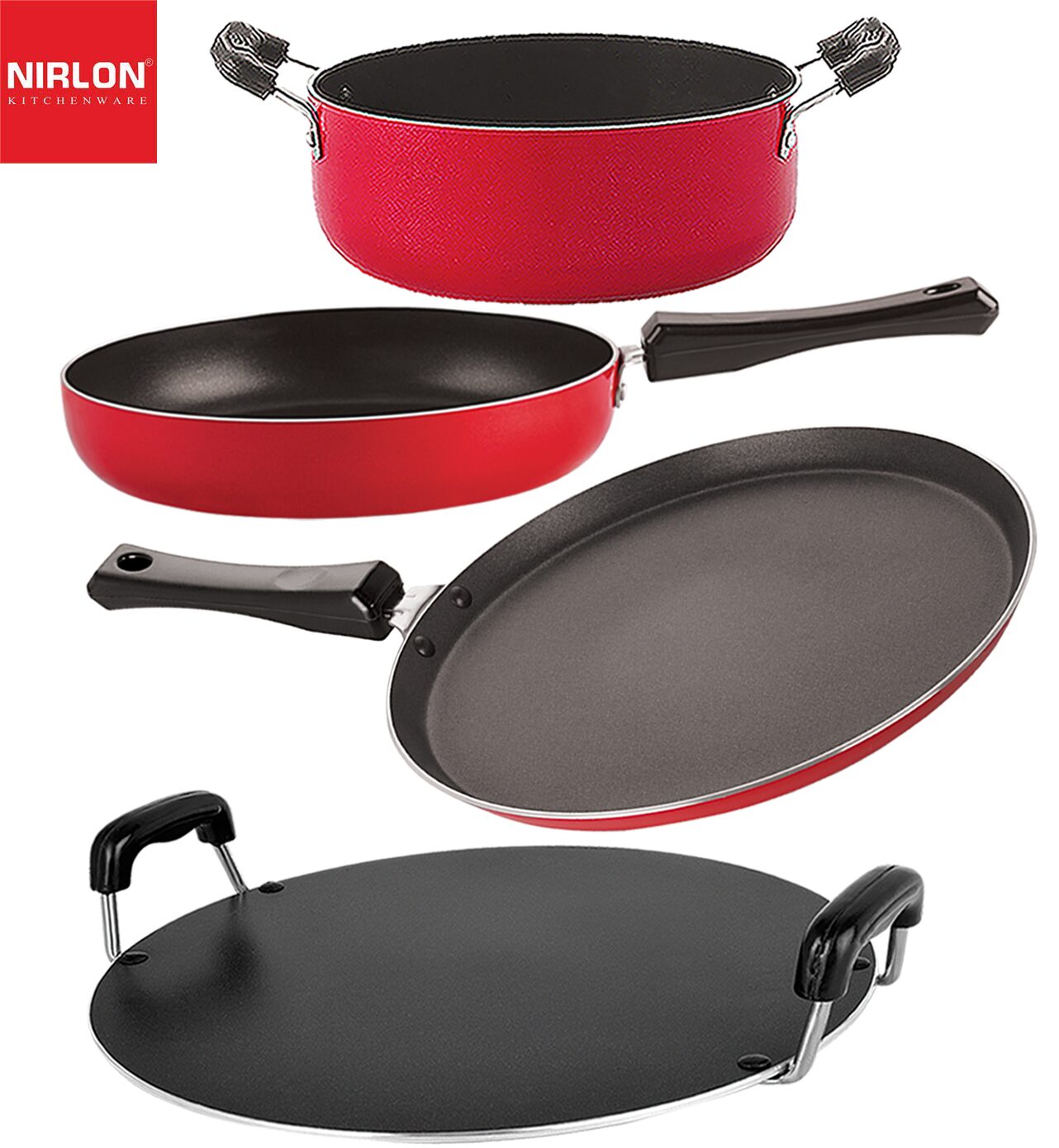

Nirlon Non stick Cookware Pots and Pans Set of 4 pcs