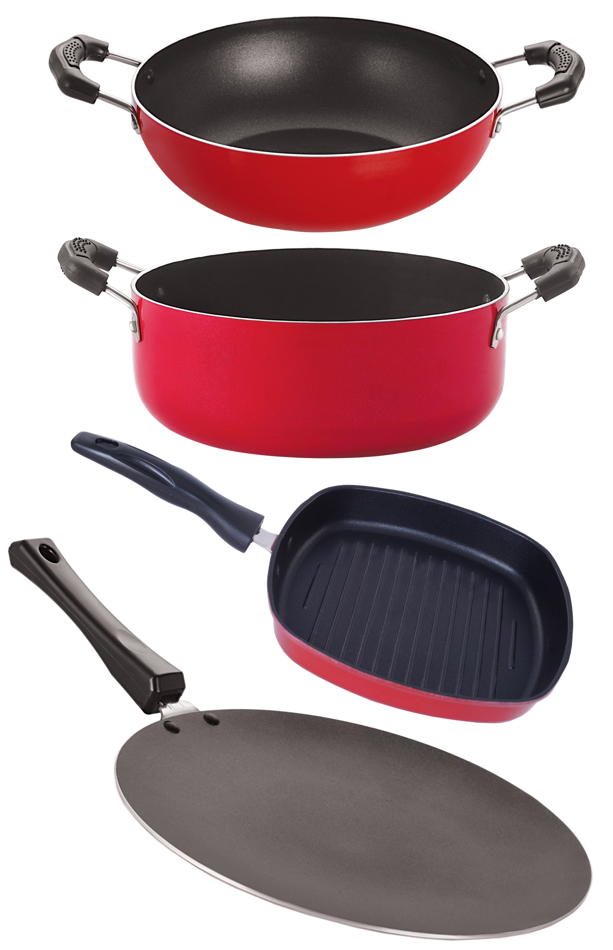 

Nirlon Non stick Cookware Pots Pan Gift Set with Bakelite Handle CT12 KD11 GP24 5 CS24