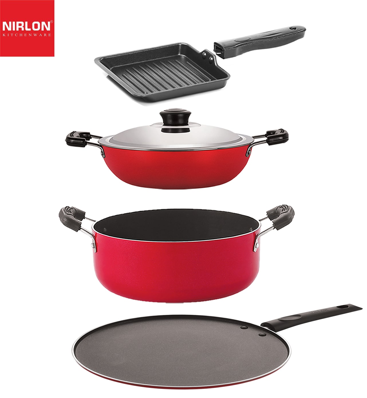

Nirlon Non-Stick Premium Quality Aluminium Kitchenware Set of 4 pcs
