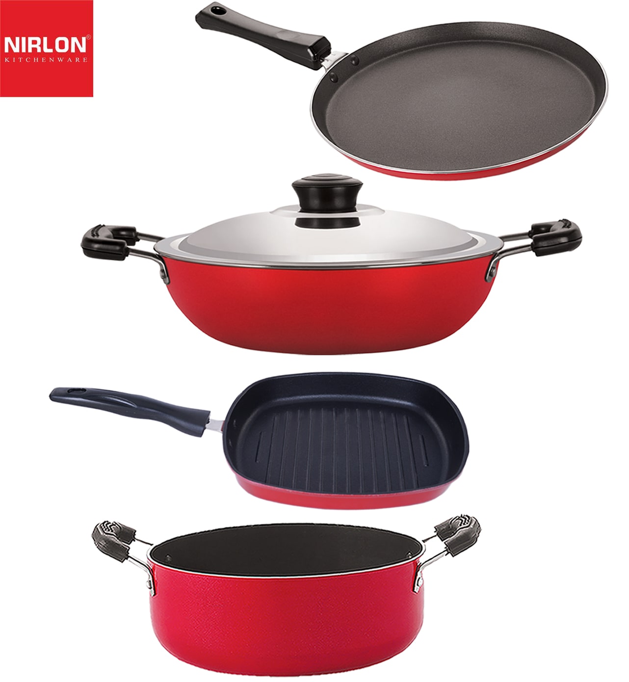 

Nirlon non stick aluminium kitchenware item cookware Set of 4 pcs