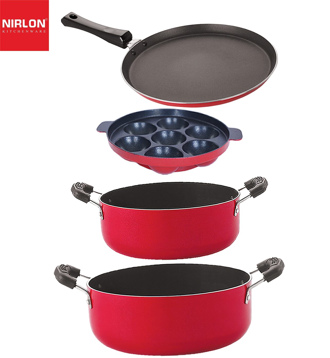 

Nirlon Non stick Bpa Free Aluminium Kitchen Cooking Essential Set of 4 pcs