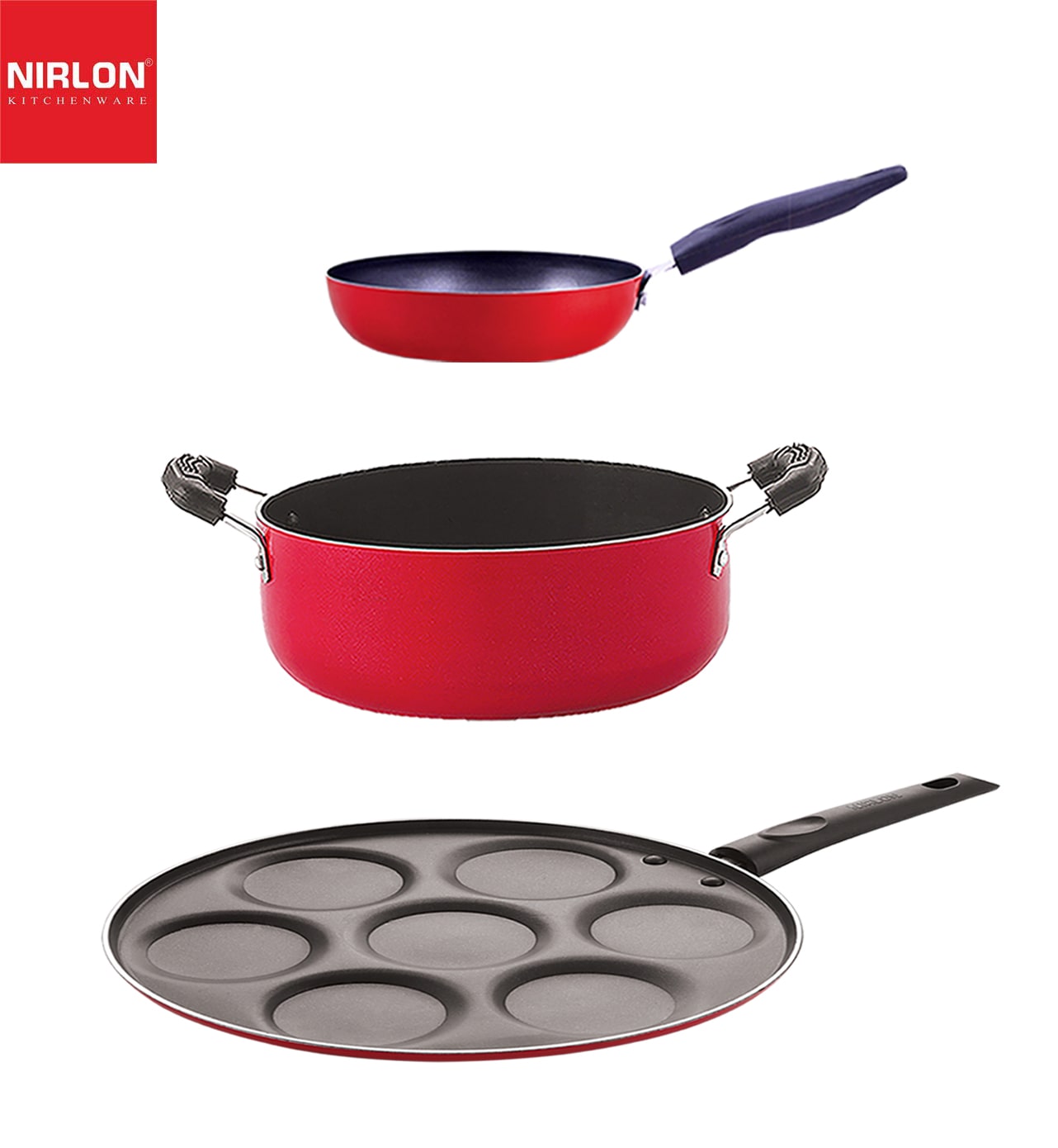 

Nirlon Non stick Cookware Kitchen Cooking Essential Gift Set of 3 pcs