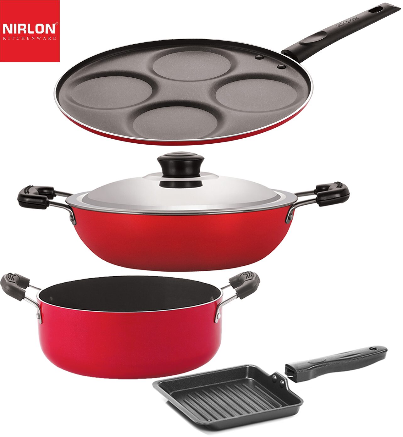 

Nirlon Non stick Coated Heat Resistance Pfoa Free Aluminium Cookware Utencil Gift Set of 4-Piece