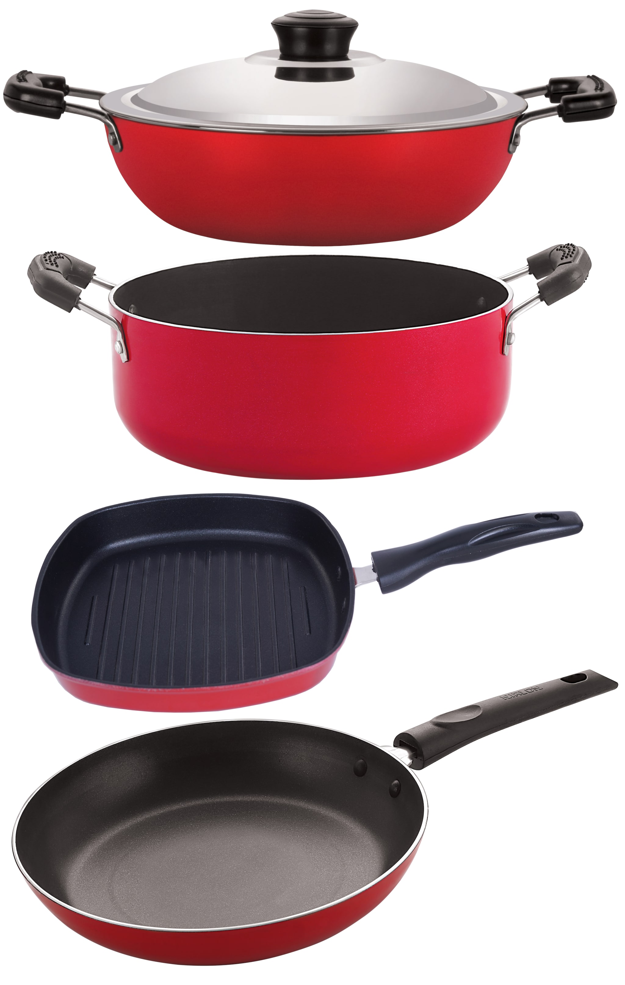 

Nirlon non stick aluminium kitchenware item cookware Set of 4-Pices