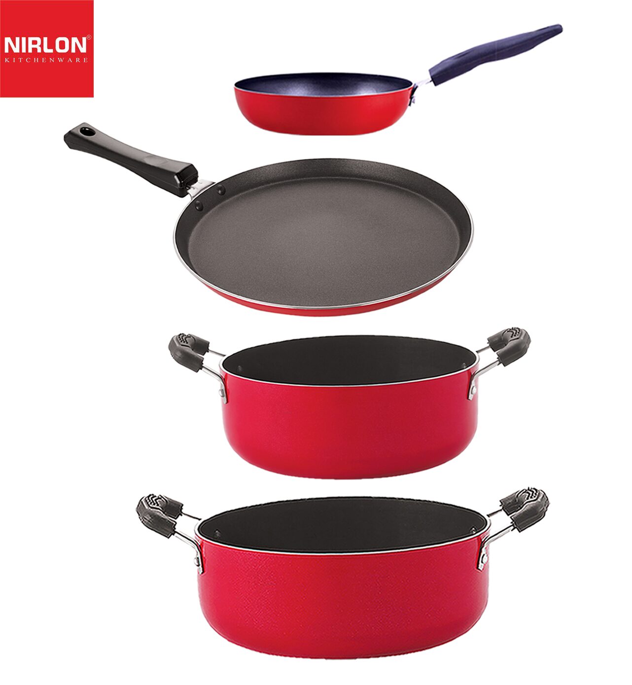 

Nirlon Non-Stick Coated Aluminium Pfoa Free Kitchenware Essential Combo Set of 4 pcs