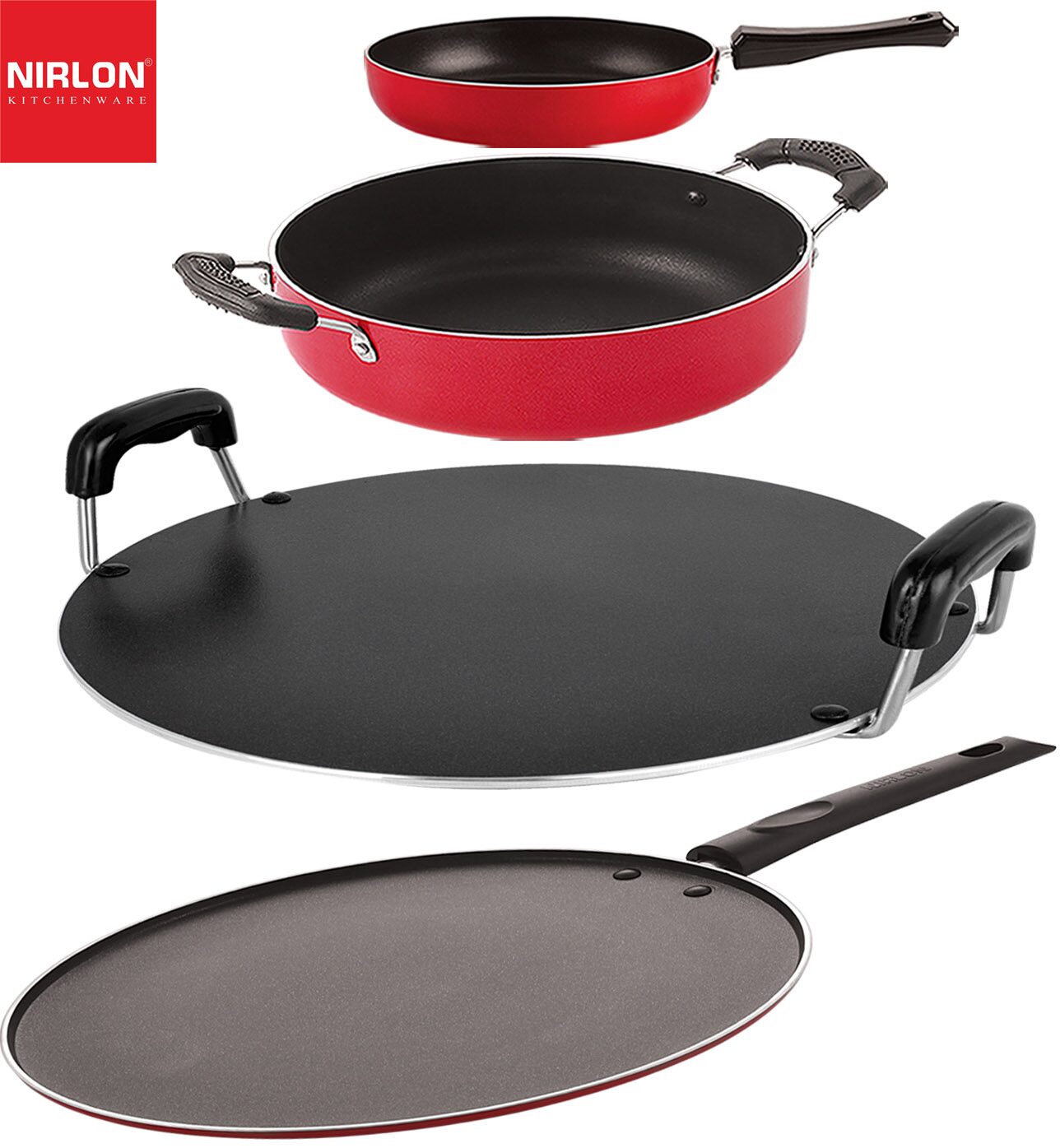 

Nirlon Non-Stick Coated Dishwasher Safe Aluminium Kitchen Utencils Combo Set of 4 pcs