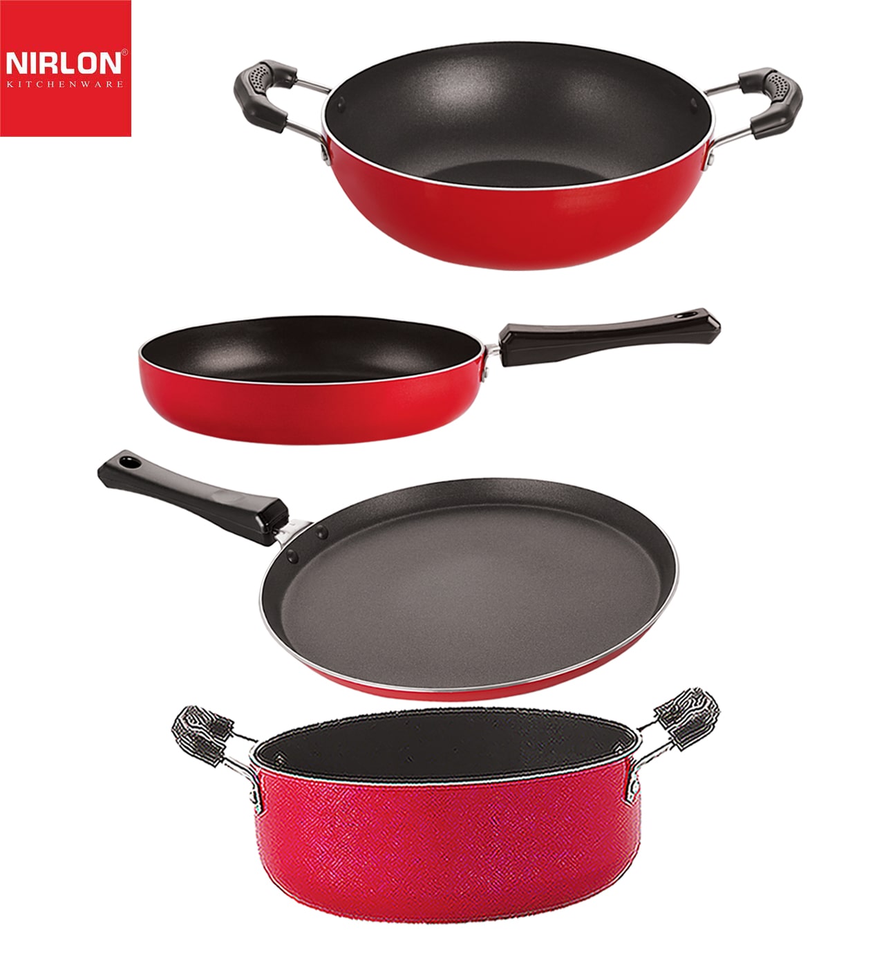 

NIRLON Non-Stick Chemical-free Aluminium Healthy Kitchenware Set of 4 pcs
