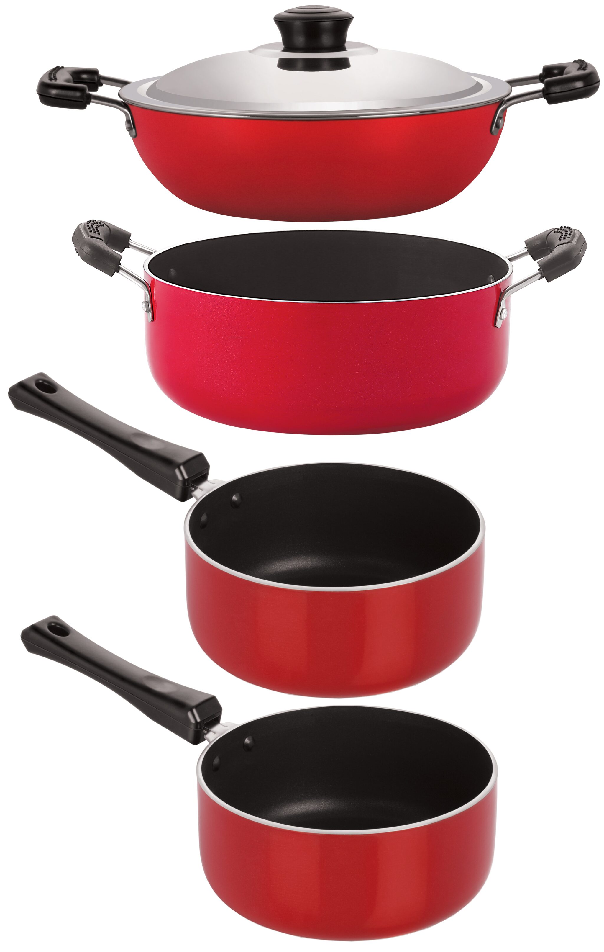 

Nirlon Non stick Aluminium Heat Resistance Cookware Set of 4Pcs with Bakelite Handle