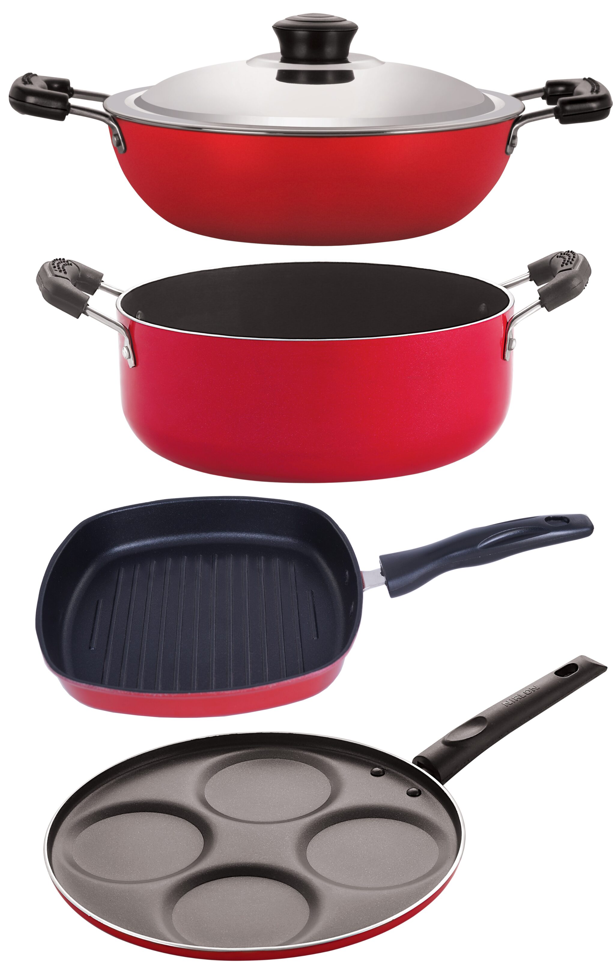 

Nirlon Non stick Coated Heat Resistance Pfoa Free Aluminium Cookware Utencil Gift Set of 4-Pices