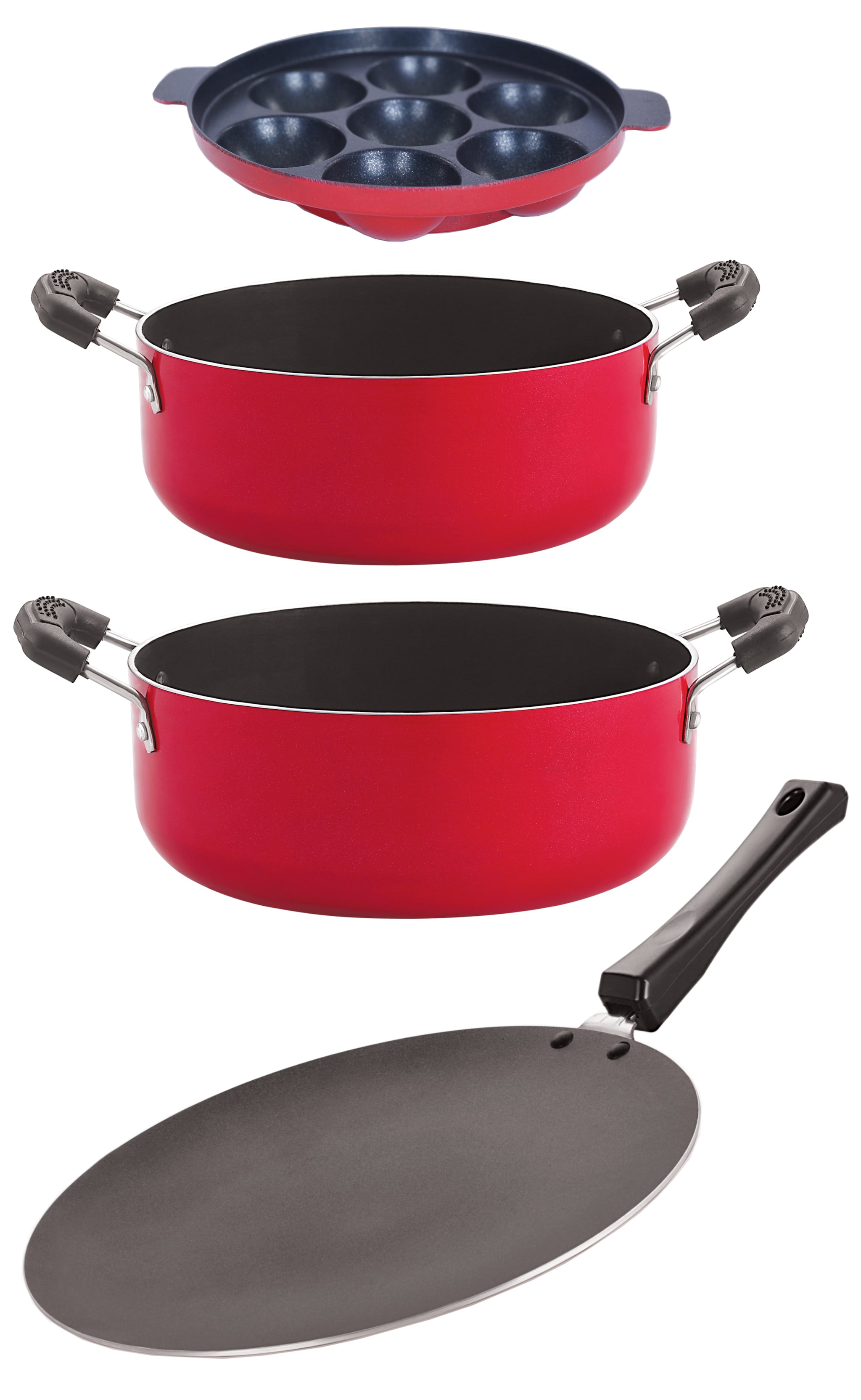 

Nirlon Non-Stick Premium Quality Aluminium Kitchenware 4 pcs Set Red