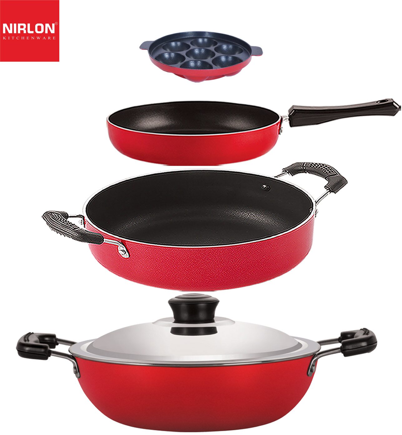 

Nirlon Non stick Aluminium Cooking Pan and Pot Utensils Combo Kitchen Set of 4 pcs