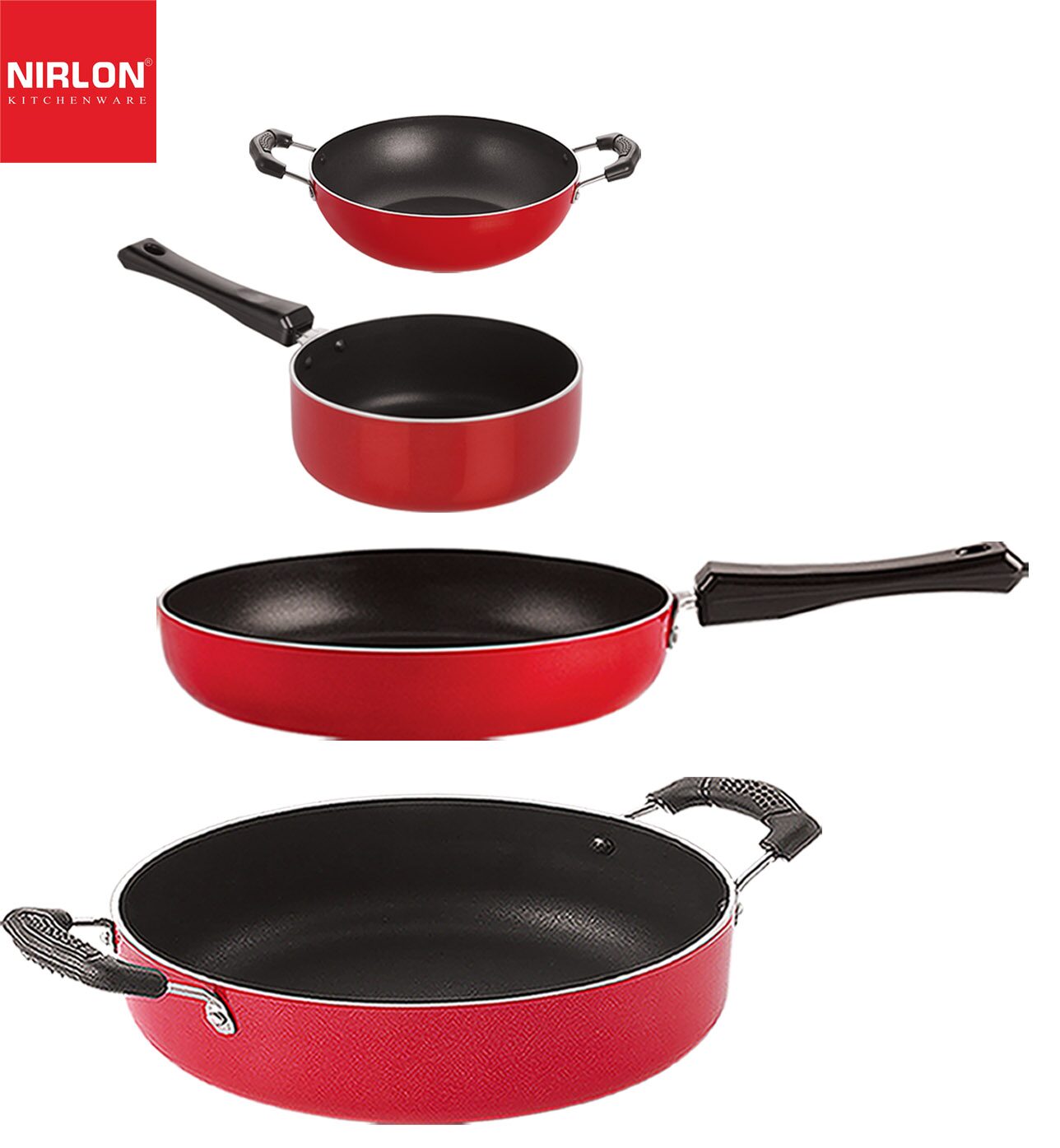 

Nirlon Non-Stick Coated Heat Resistance Pfoa Free Aluminium Kitchenware Combo Set of 4 pcs